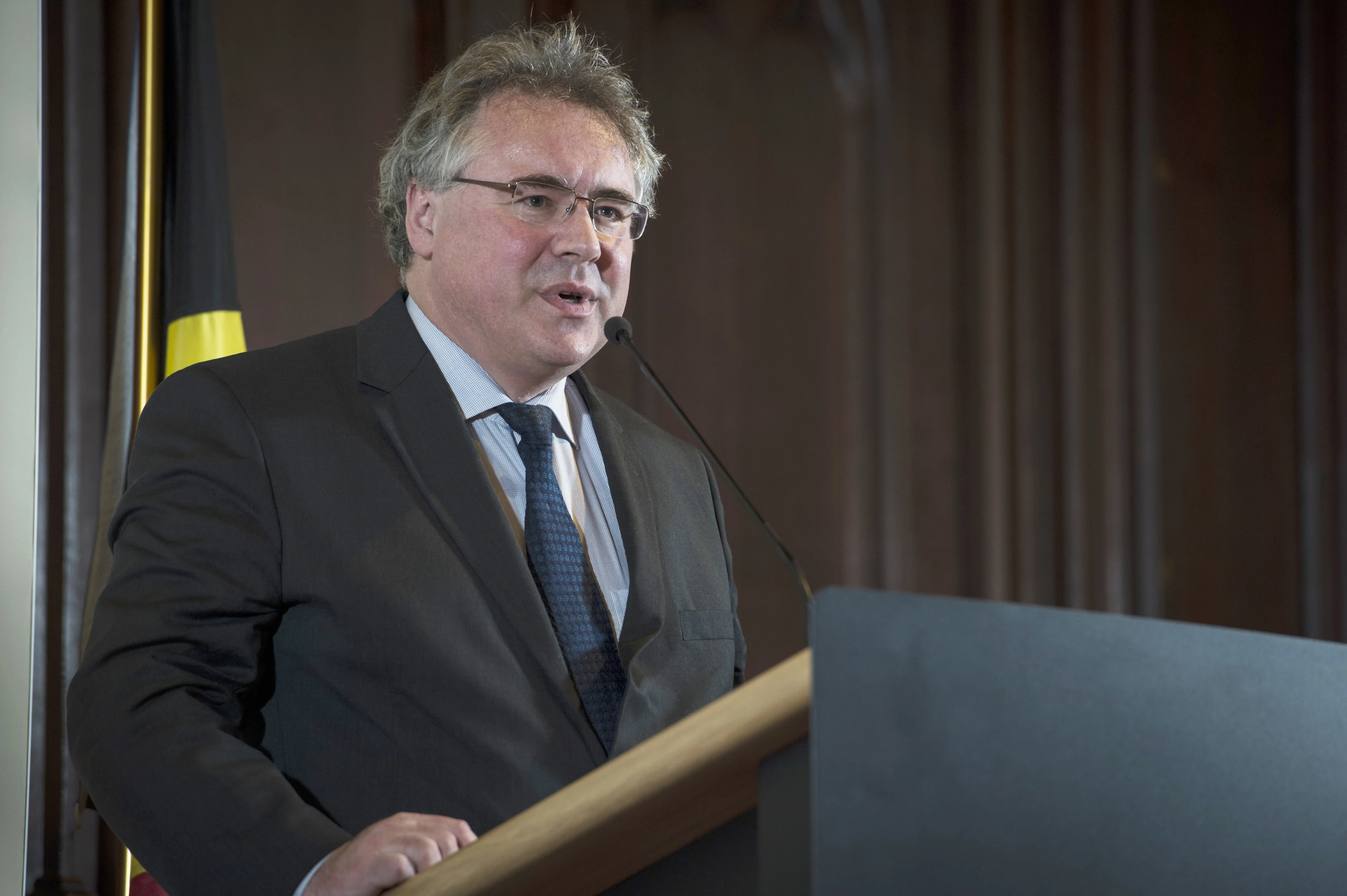 20141124 - BRUSSELS, BELGIUM: Thomas Lefebvre pictured during the ceremony for the 'Golden Spike' athletics awards, Monday 24 November 2014 in Brussels city hall. BELGA PHOTO JASPER JACOBS