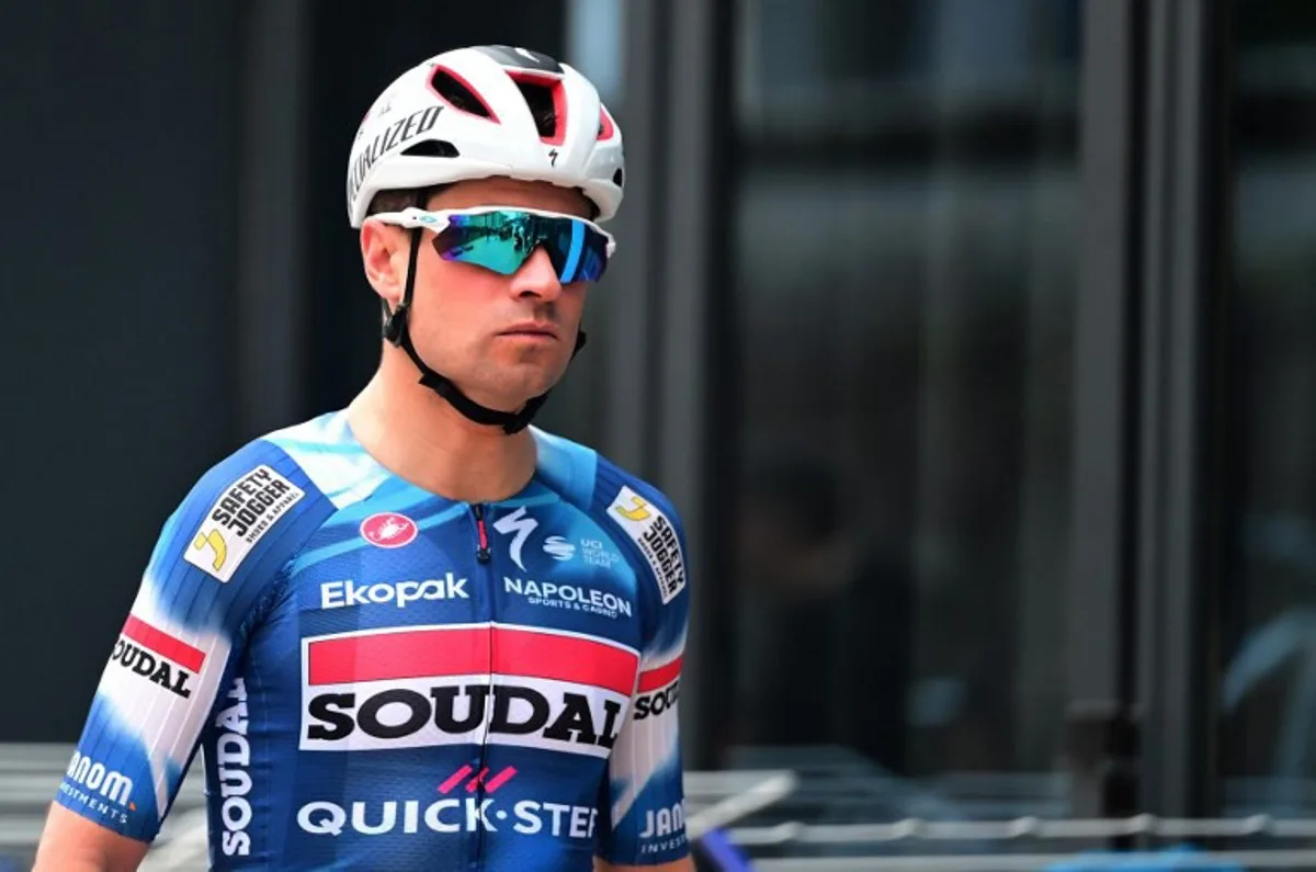 Team Soudal Quick-Step cyclist Mikel Landa of Spain prepares for a training session at Calpe, near Alicante, eastern Spain, on January 09, 2025.  JOSE JORDAN / STR / AFP