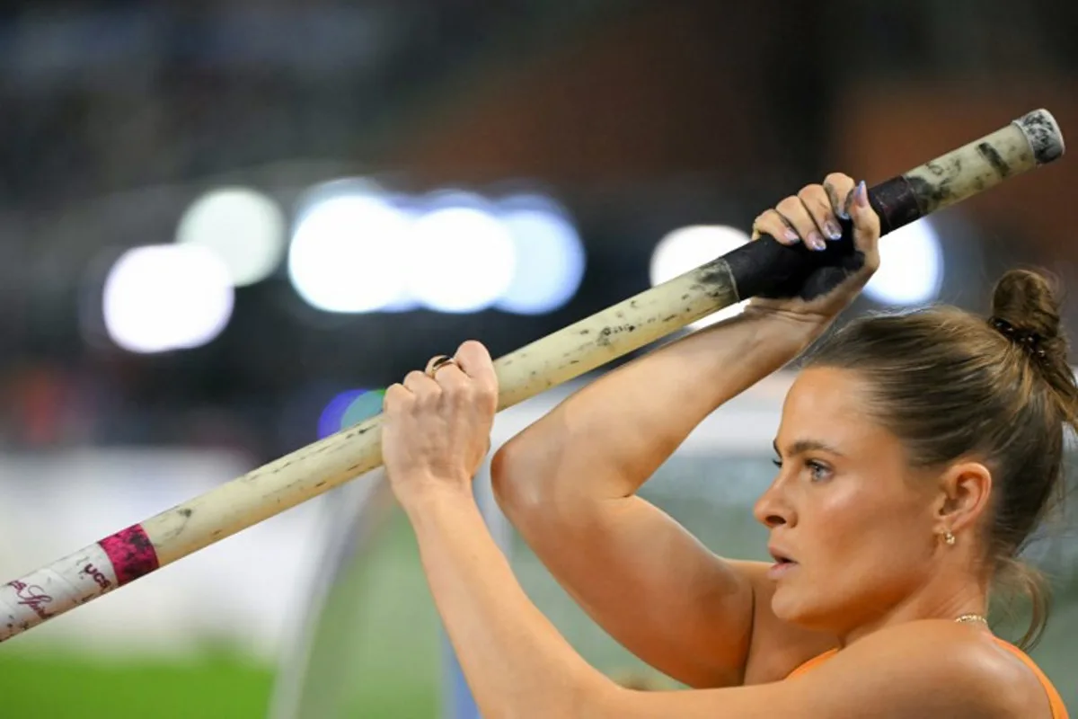 Australia's Nina Kennedy prepares to compete in the Women's Pole Vault final of the Memorial Van Damme Diamond League athletics finals at the Roi Baudouin Stadium in Brussels on September 14, 2024. NICOLAS TUCAT / AFP