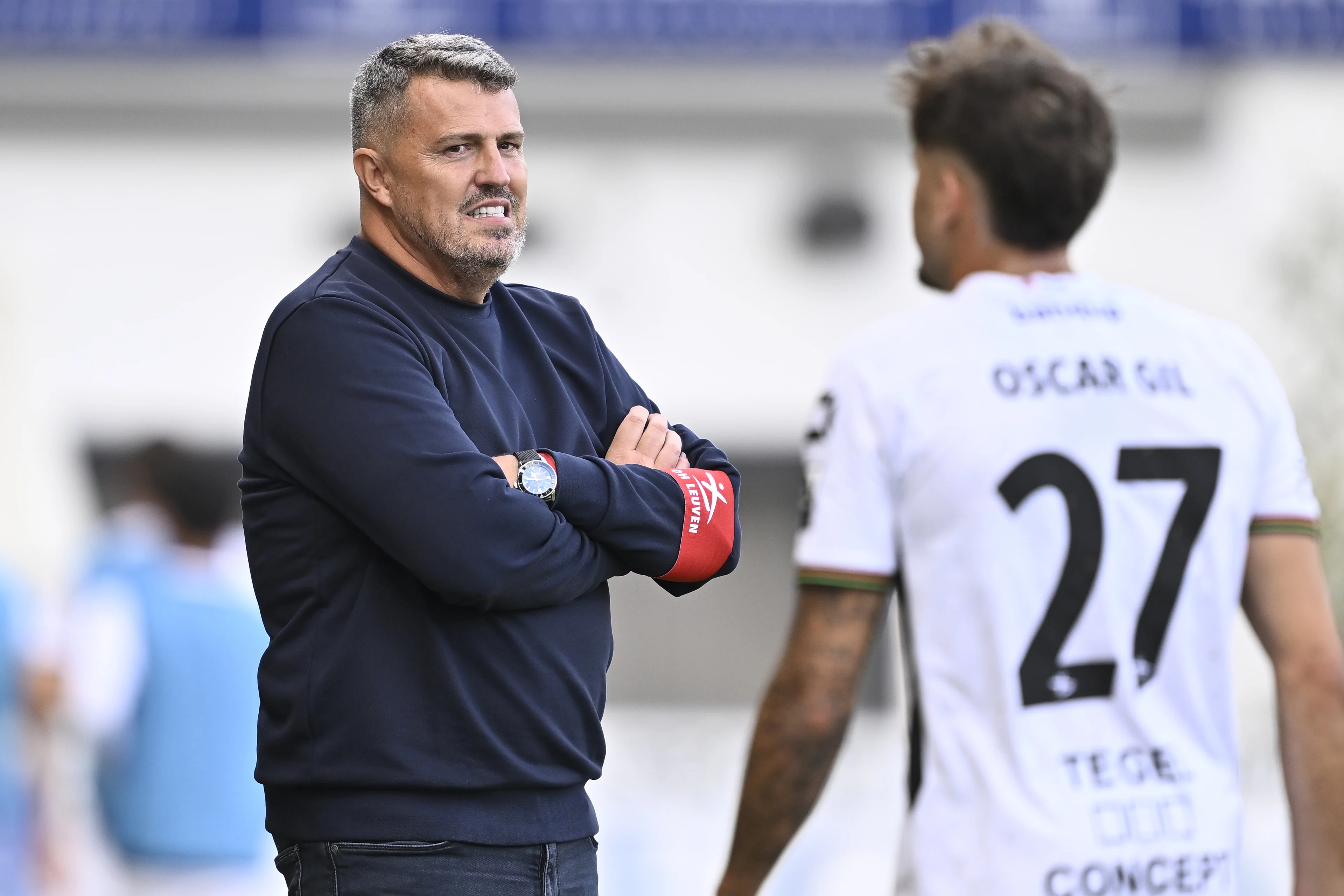 OHL's head coach Oscar Garcia pictured during a soccer match between STVV and OH Leuven, in Sint-Truiden, on the seventh day of the 2024-2025 season of the 'Jupiler Pro League' first division of the Belgian championship, Sunday 15 September 2024. BELGA PHOTO JOHAN EYCKENS