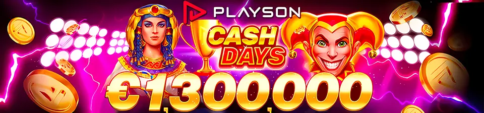 🪙 Join the action-packed excitement of Playson's CashDays and try your chance to get a piece of the massive €1,300,000 prize pool! 