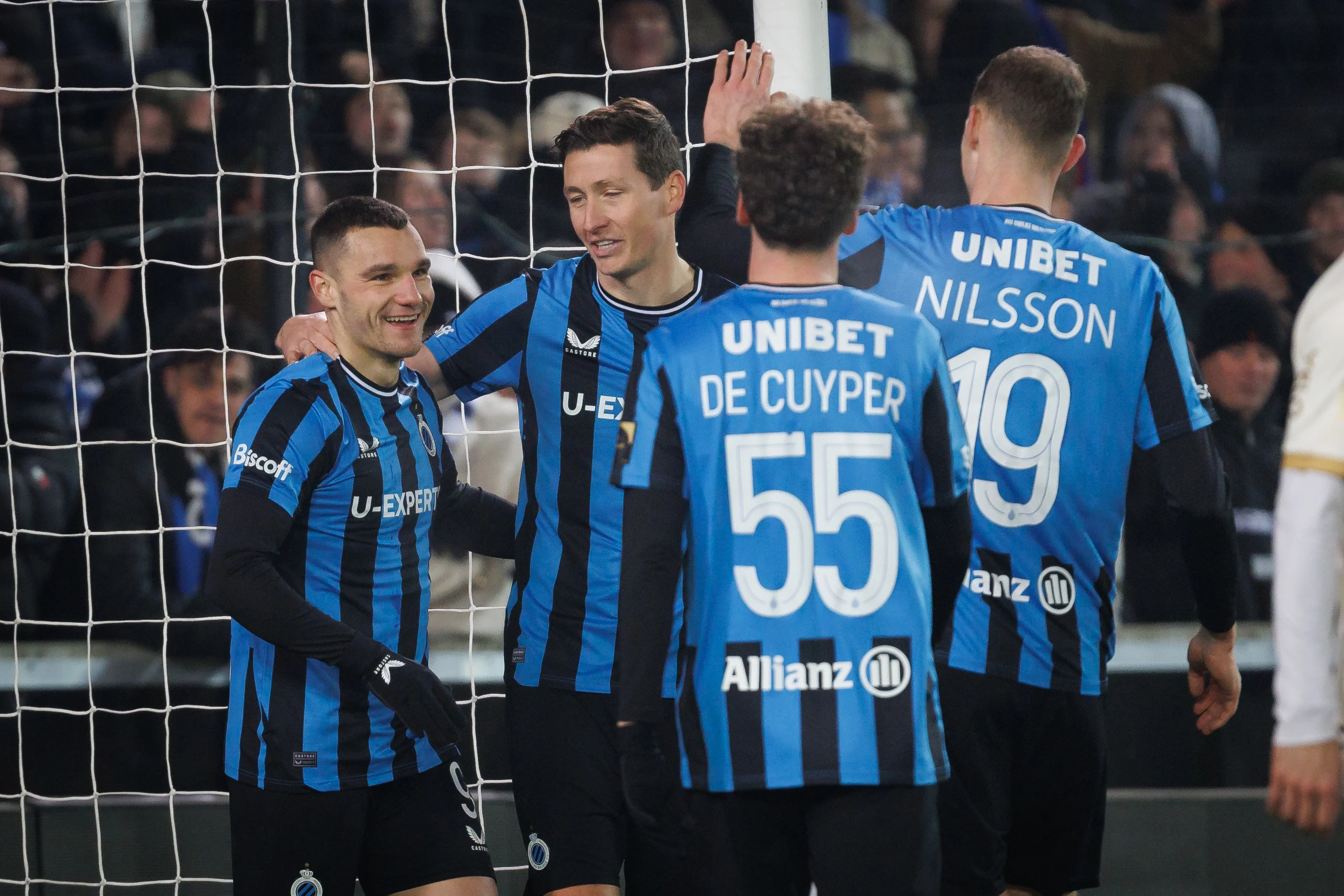 Club's Ferran Jutgla celebrates after scoring during a soccer match between Club Brugge KV and K Beerschot VA, Saturday 18 January 2025 in Brugge, on day 22 of the 2024-2025 season of the 'Jupiler Pro League' first division of the Belgian championship. BELGA PHOTO KURT DESPLENTER