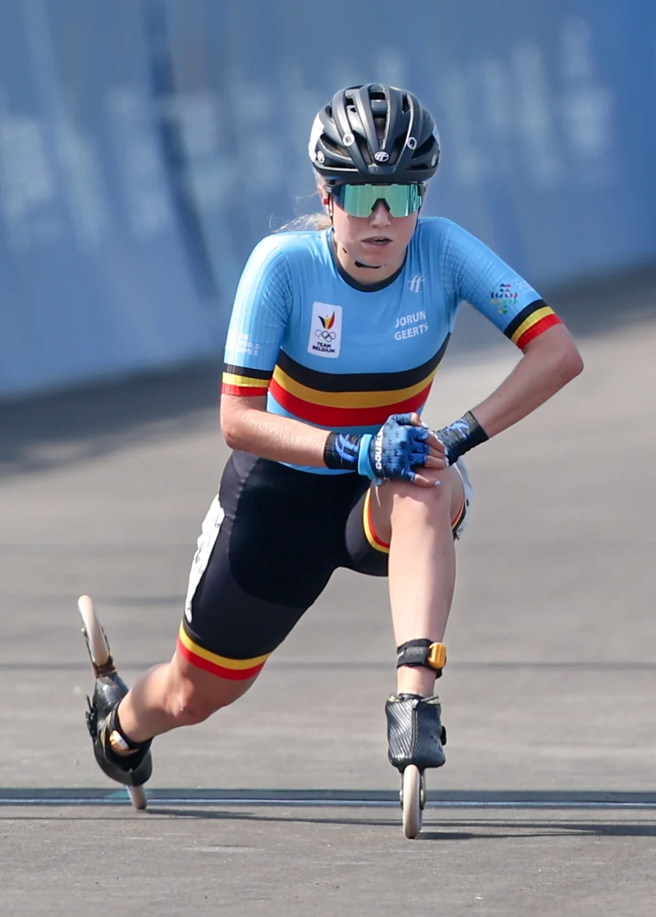 Belgian Jorun Geerts pictured during a speed skating competition during the World Games 2025, in Chenghdu, China, on Tuesday 12 August 2025. This year, the World Games take place from 07 to 17 augustus. BELGA PHOTO VIRGINIE LEFOUR