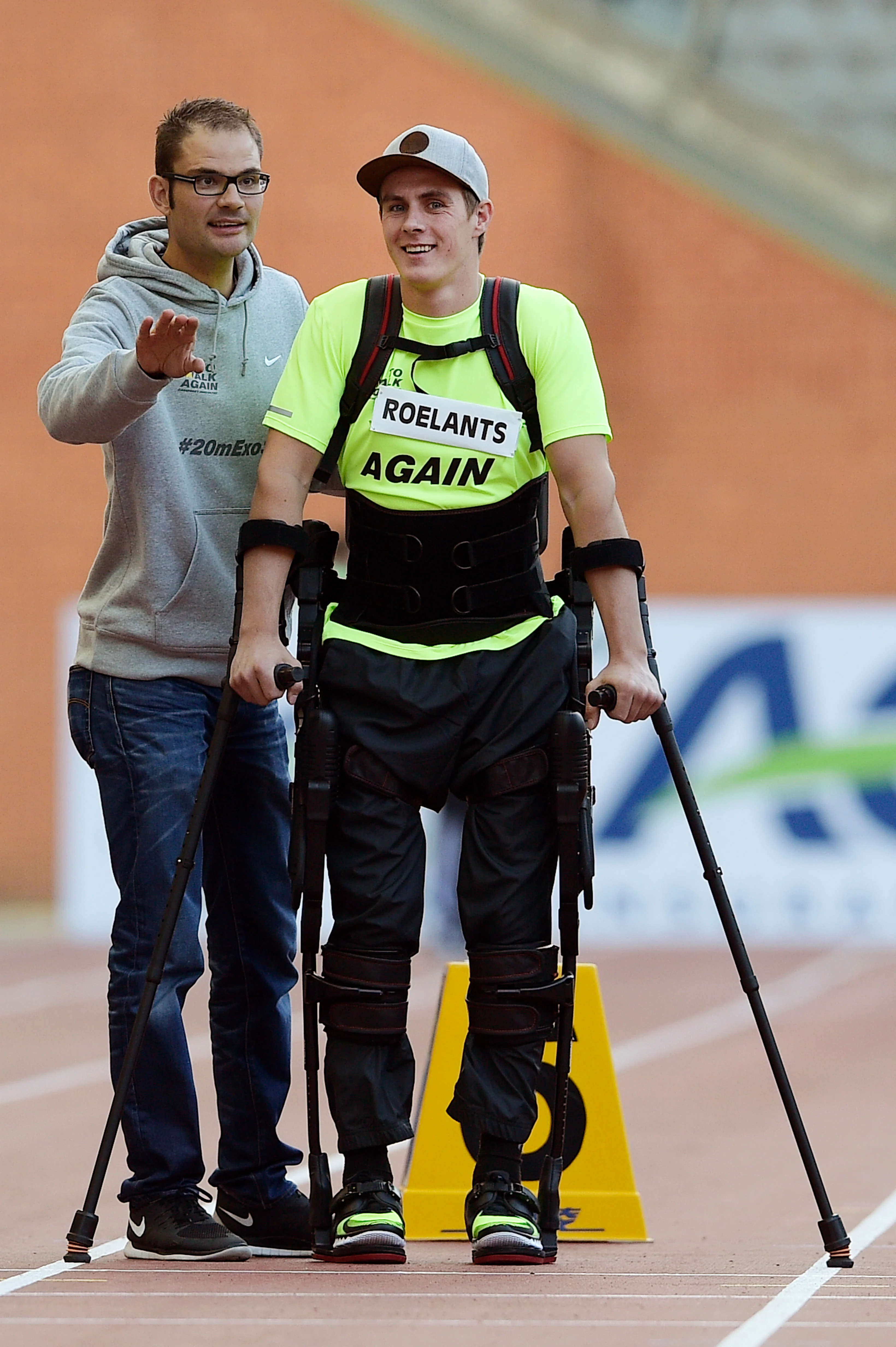 20150911 - BRUSSELS, BELGIUM: Belgian former motorcrosser Joel Roelants pictured during the 2015 edition of the AG Insurance Memorial Van Damme Diamond League athletics meeting, Friday 11 September 2015 in Brussels. BELGA PHOTO YORICK JANSENS