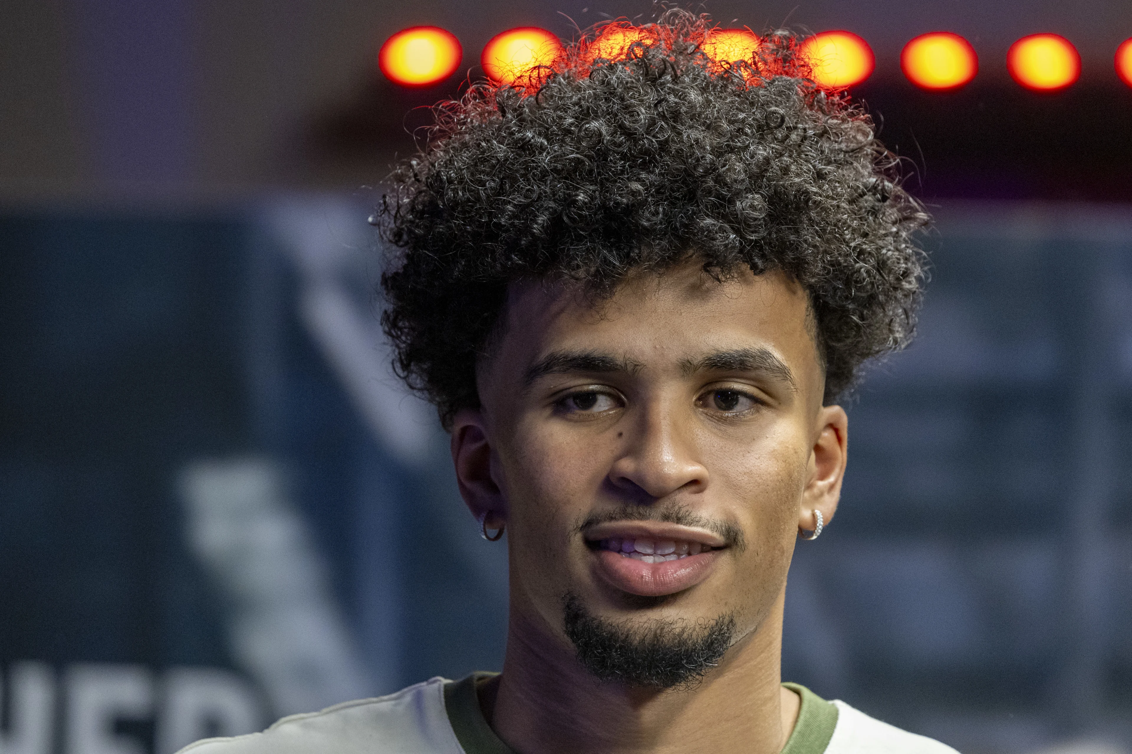 Belgian NBA-player Toumani Camara pictured during a press vision and avant-premiere of the documentary 'The Belgian Dream', at Kinepolis cinema complex in Brussels, Monday 29 July 2024. BELGA PHOTO NICOLAS MAETERLINCK