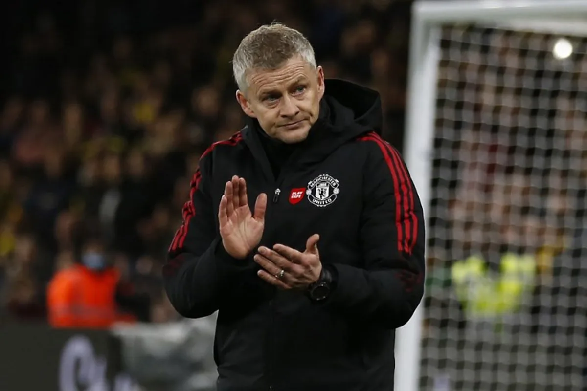 Manchester United's Norwegian manager Ole Gunnar Solskjaer reacts at the final whistle during the English Premier League football match between Watford and Manchester United at Vicarage Road Stadium in Watford, southeast England, on November 20, 2021.  Ian KINGTON / AFP