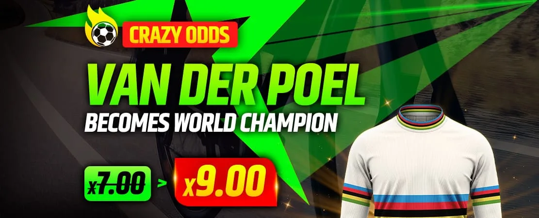 🚴🏻♂️Crazy odds: Mathieu van der Poel becomes world champion! Odds boosted from 7.00 to 9.00! 🔥