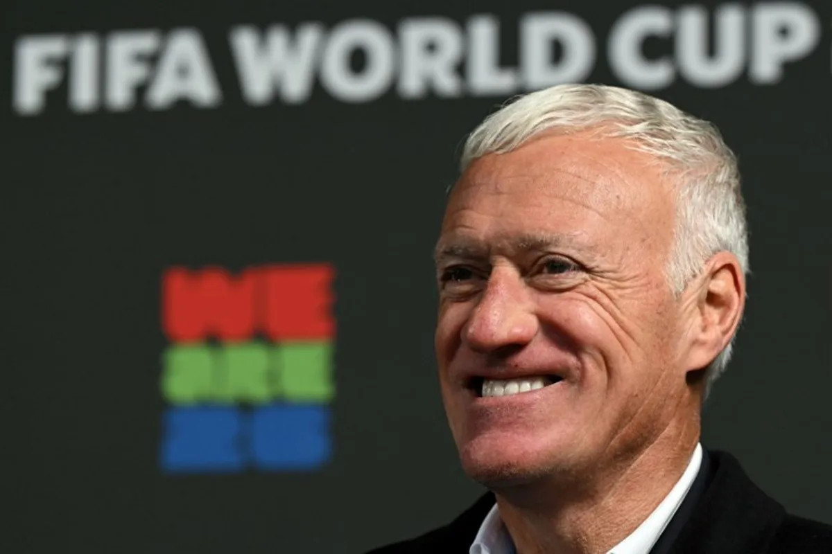 France's coach Didier Deschamps answers journalists' questions after the draw for the 2026 Fifa World Cup European qualifiers at the FIFA headquarters in Zurich, on December 13, 2024.  Fabrice COFFRINI / AFP