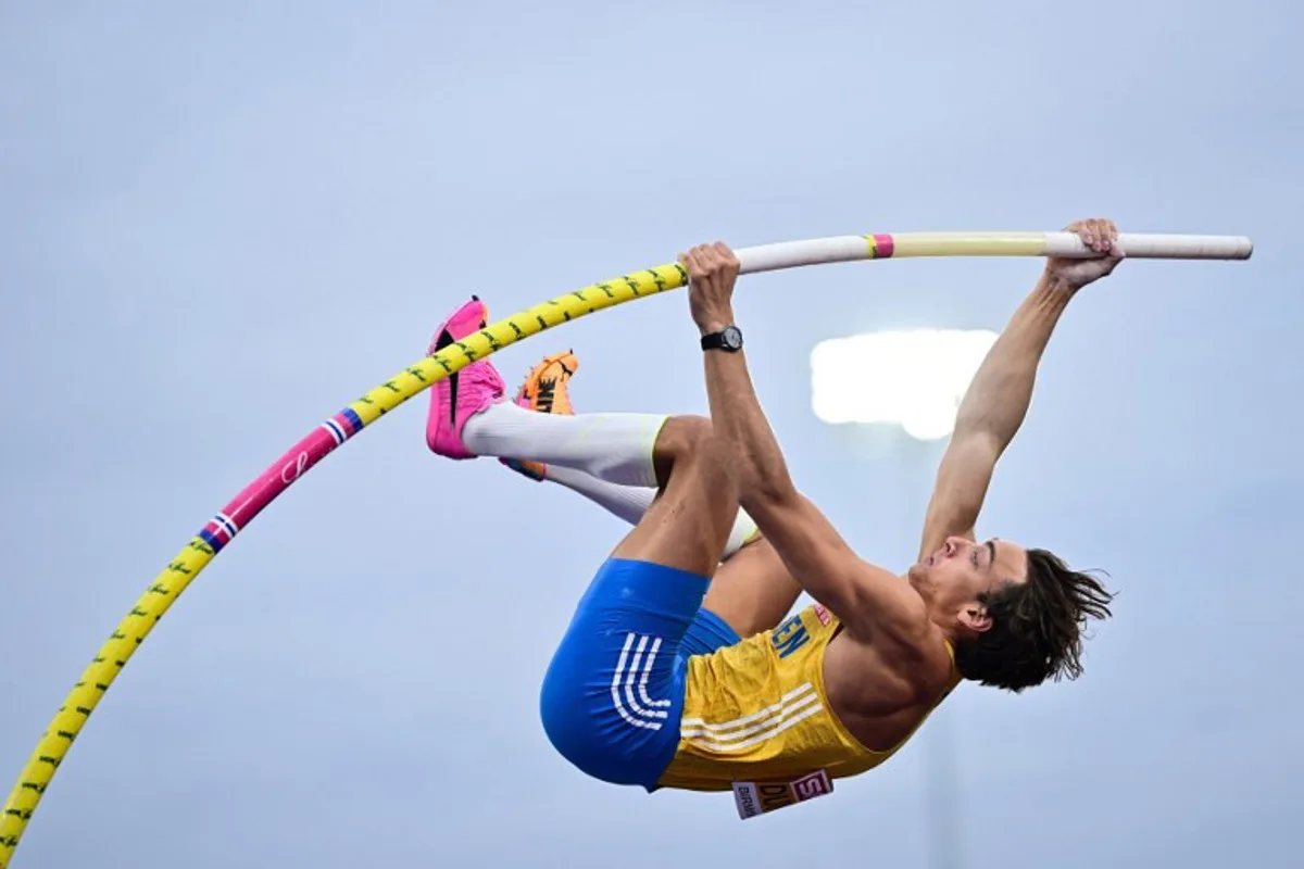 Sweden's Armand Duplantis competes in the men's pole vault final during the European Athletics Championships at Alexander Stadium in Birmingham on August 16, 2026. Ben STANSALL / AFP