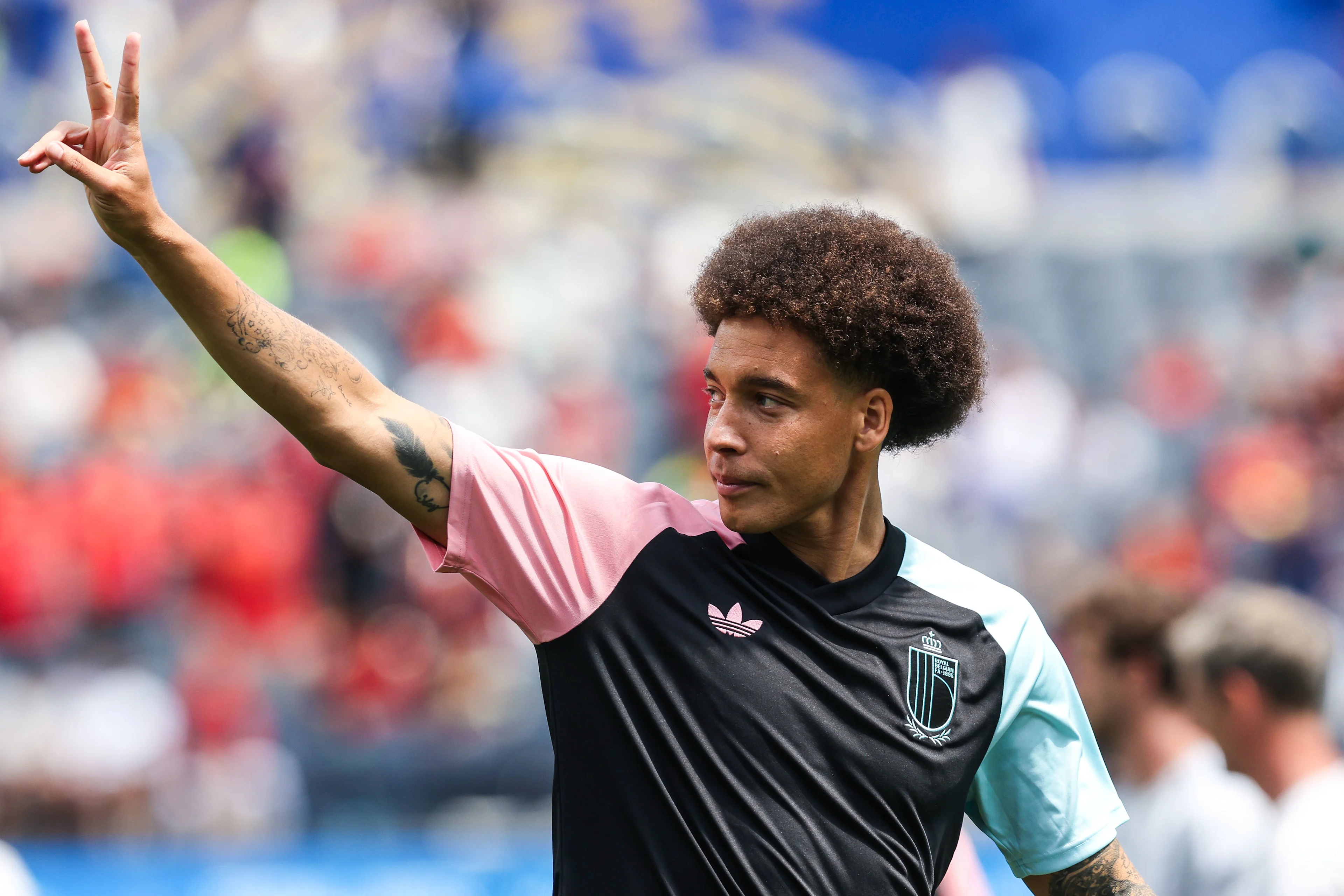 Belgium's Axel Witsel pictured at the warm up on the field ahead of a soccer game between Spain and Belgian national team Red Devils, on Friday 10 July 2026 in Los Angeles, USA, in the 1/4 finals of the FIFA World Cup 2026. BELGA PHOTO BRUNO FAHY