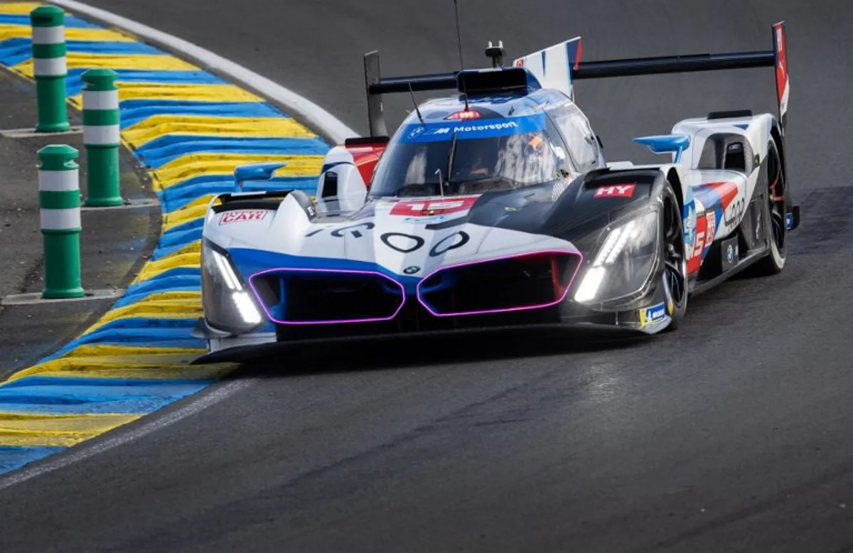 Belgium's Dries Vanthoor steers the BMW M Team WRT during the qualifications of Le Mans' 24-hours endurance race at Le Mans' racetrack, on June 12, 2024.  FRED TANNEAU / AFP