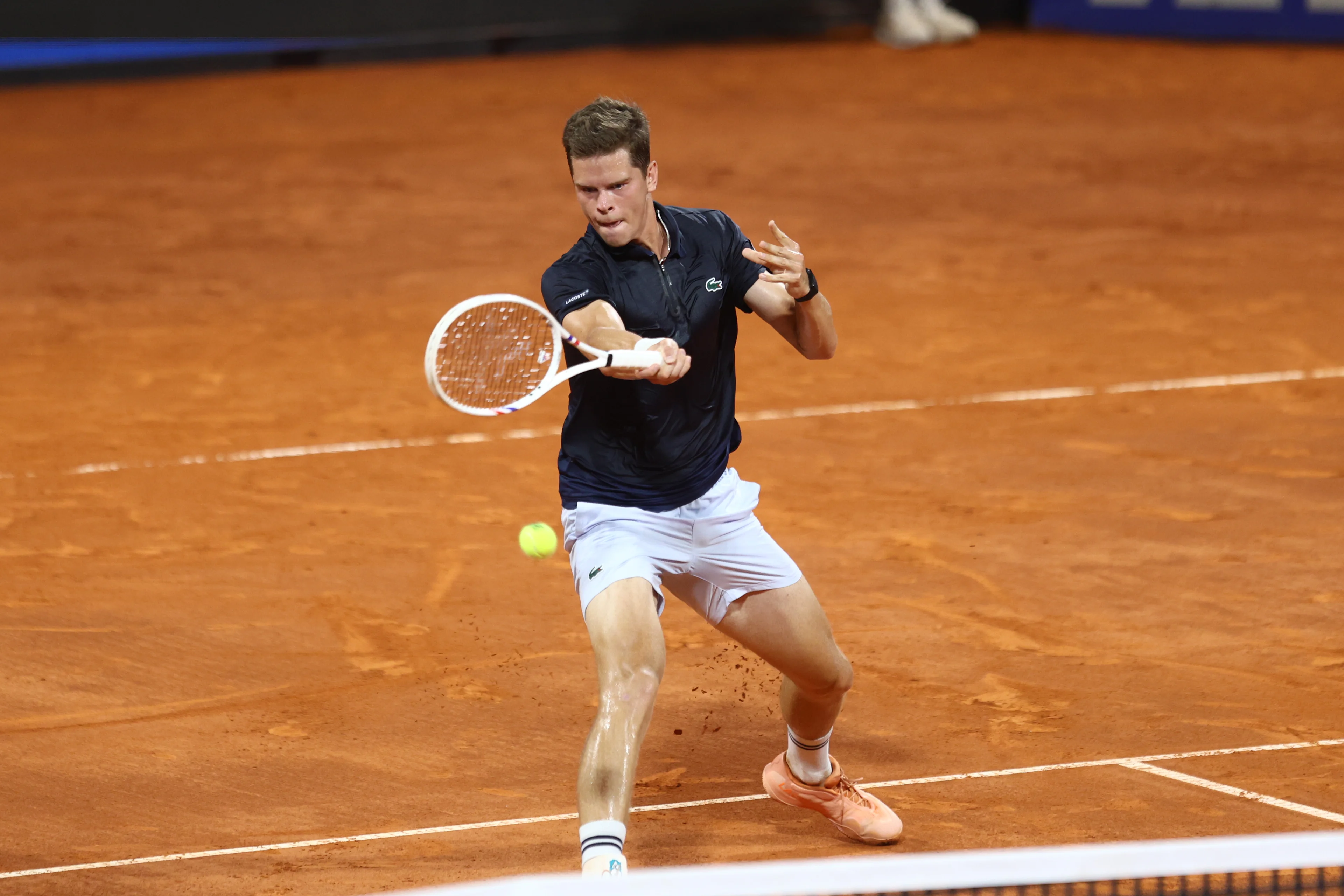 Alexander Blockx of Belgium competes during the first round match against Titouan Droguet of France at the ATP Croatia Open Umag at Stadium "Goran Ivanisevic" on July 14, 2026. in Umag, Croatia. Photo: Srecko Niketic/PIXSELL BELGIUM ONLY