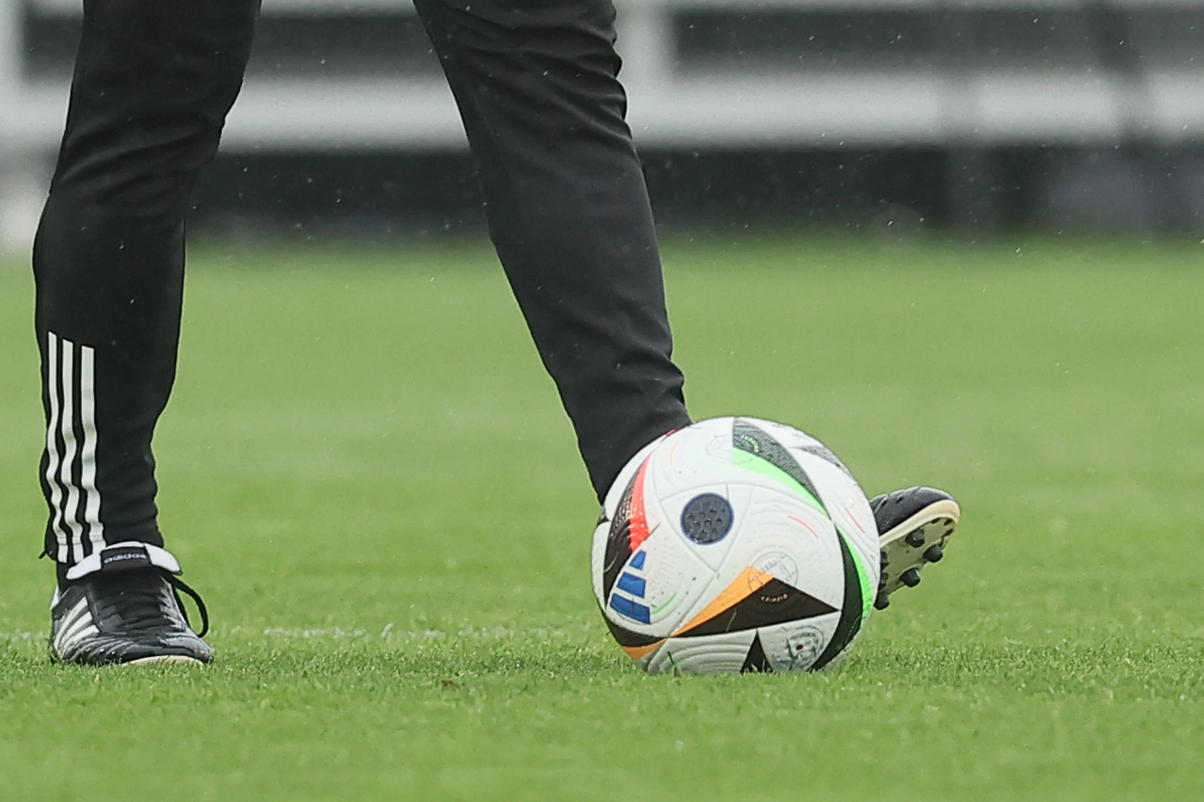 Illustration picture shows the new ball during a press conference of the Belgian national soccer team Red Devils, at the Royal Belgian Football Association's training center, in Tubize, Saturday 18 November 2023. On Sunday, the Red Devils play their last Euro 2024 qualifier in Group F against Azerbaijan. BELGA PHOTO BRUNO FAHY