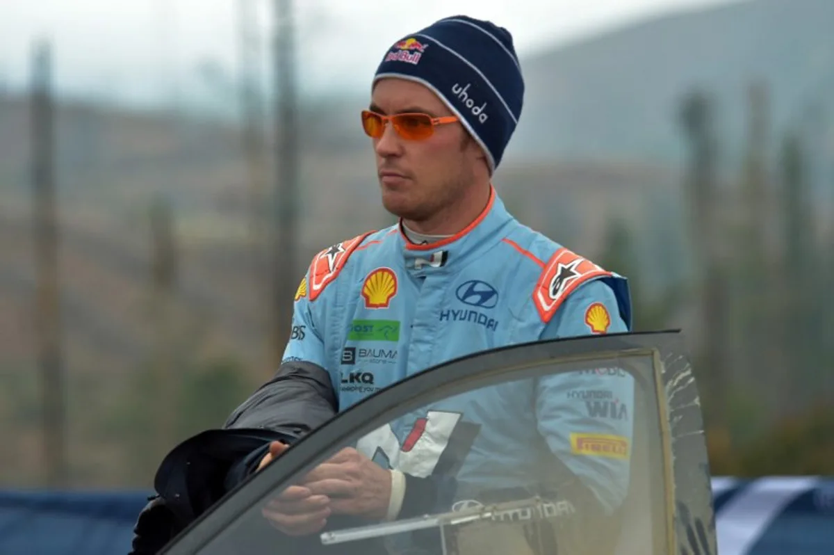 Belgium's driver Thierry Neuville is pictured during the third day of the WRC Rally Chile Bio Bio in Concepcion, Chile, on September 29, 2024.  GUILLERMO SALGADO / AFP