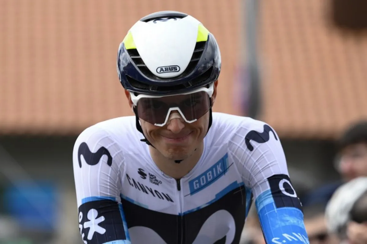 Team Movistar's Enric Mas is pictured prior the first stage of the 2025 Volta a Catalonya cycling tour of Catalonya, a 178,3 km loop starting and finishing in Sant Feliu de Guixols, on March 24, 2025. Josep LAGO / AFP