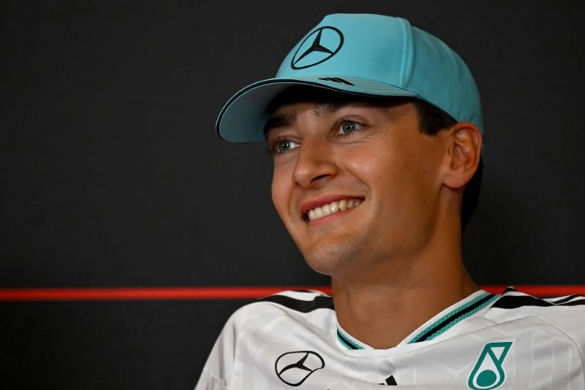 Mercedes' British driver George Russell attends a press conference at the Red Bull Ring race track in Spielberg, Austria, on June 25, 2026, ahead of the Formula One Austrian Grand Prix.   Andrej ISAKOVIC / AFP