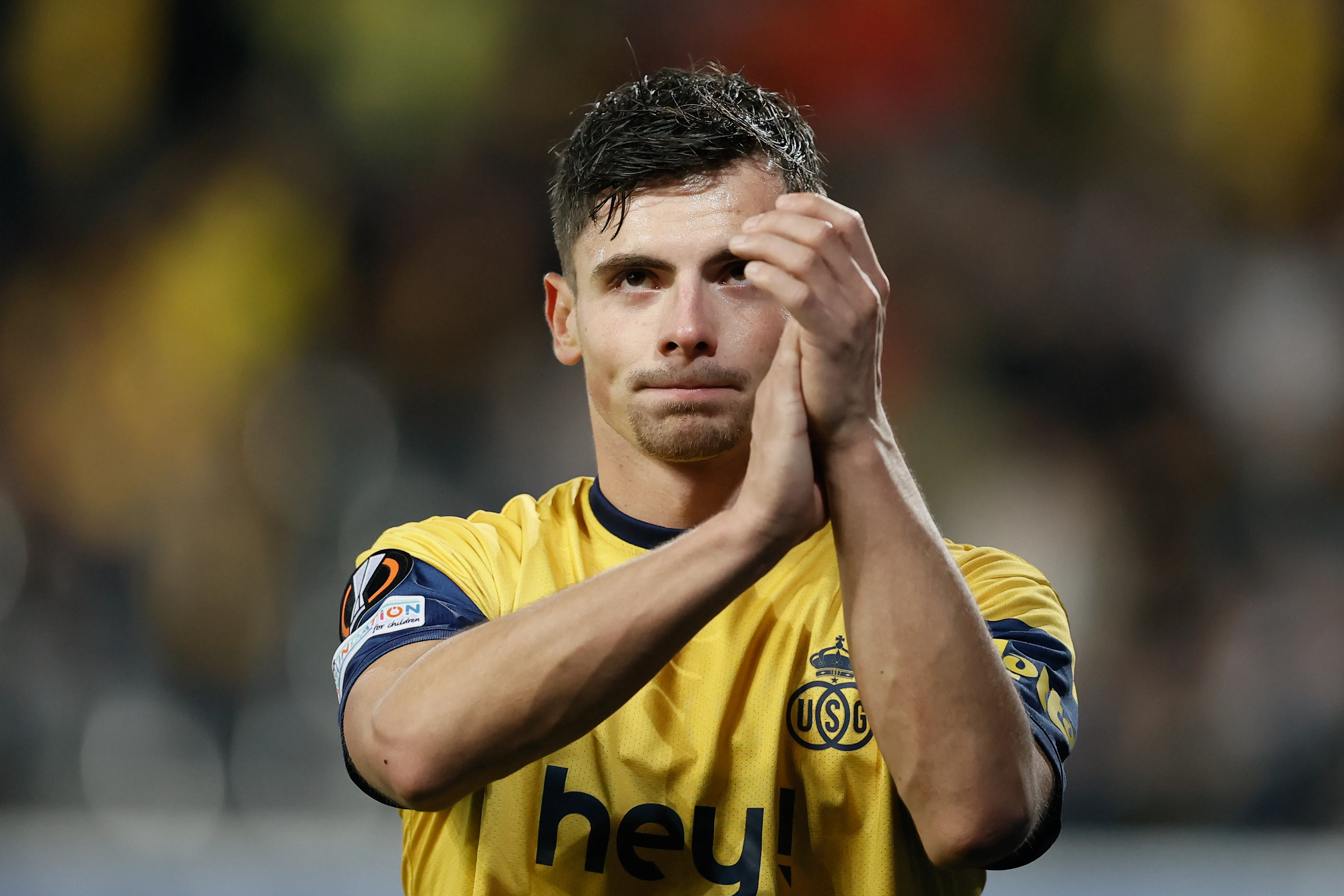 Union's Dante Vanzeir pictured during a soccer match between Belgian Royale Union Saint-Gilloise and German Union Berlin, Thursday 03 November 2022 in Leuven, on day 6/6 of the Uefa Europa League group stage. BELGA PHOTO BRUNO FAHY