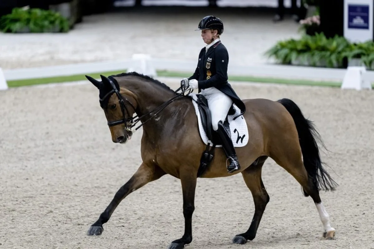 Germany's Isabell Werth on Emilio 10 competes in the FEI World Cup qualification dressage, during The Dutch Masters Indoor Brabant Horse Show, in 's Hertogenbosch on March 9, 2023. Sander Koning / ANP / AFP