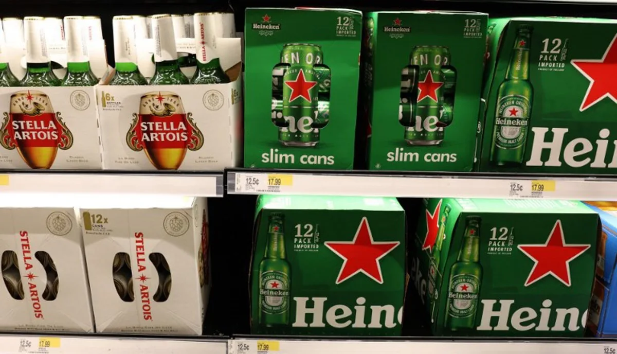 Imported beer, including Stella Artois and Heineken, for sale at a store in New York City on April 10, 2025. US President Donald Trump's 10 percent tariff for almost all countries except China will likely remain in place going forward, his top economic advisor Kevin Hassett said Thursday. On April 8, Trump announced a 90-day pause on higher tariffs against all countries except China, reversing a policy that had roiled global stock markets and spooked the American bond markets -- a key barometer of investors' faith in the US government's ability to pay its debts. TIMOTHY A. CLARY / AFP