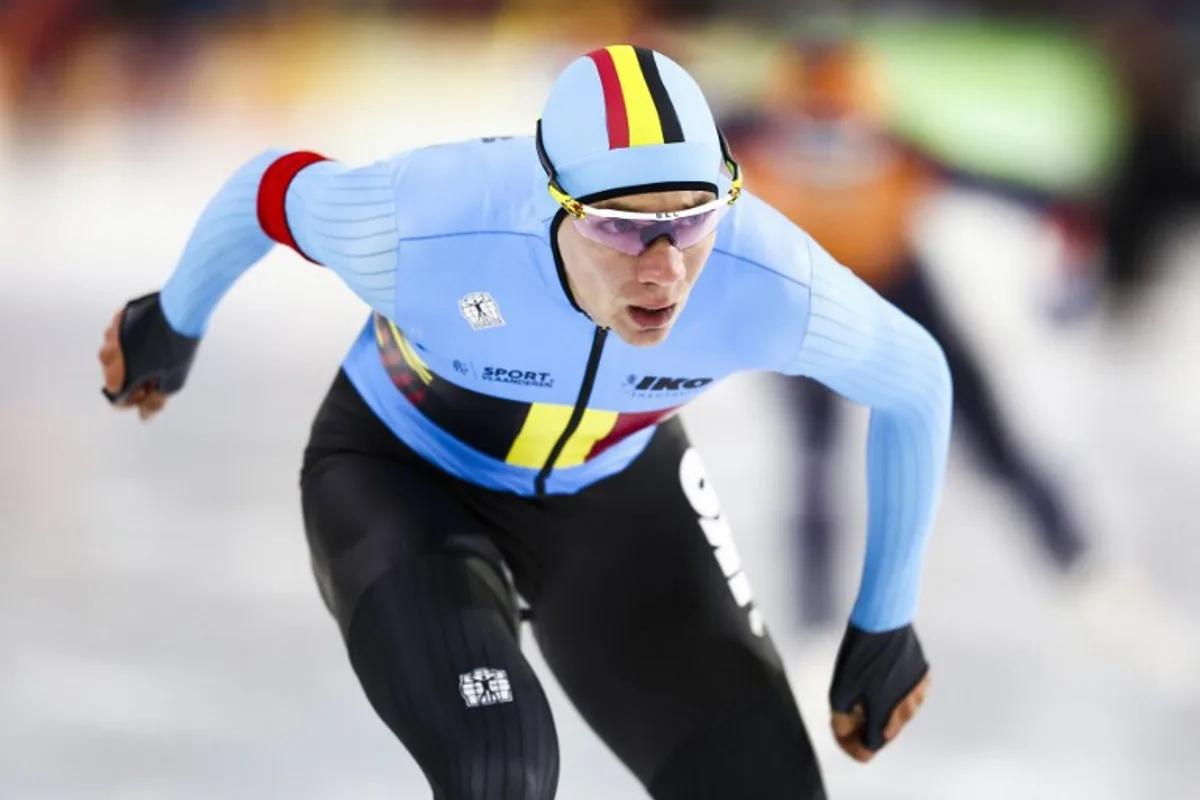 Belgium's Bart Swings competes in the 1500 meters during the second ISU (International Skating Union) long track World Cup tournament in the Thialf stadium in Heerenveen, the Netherlands on November 20, 2022.  Vincent Jannink / ANP / AFP