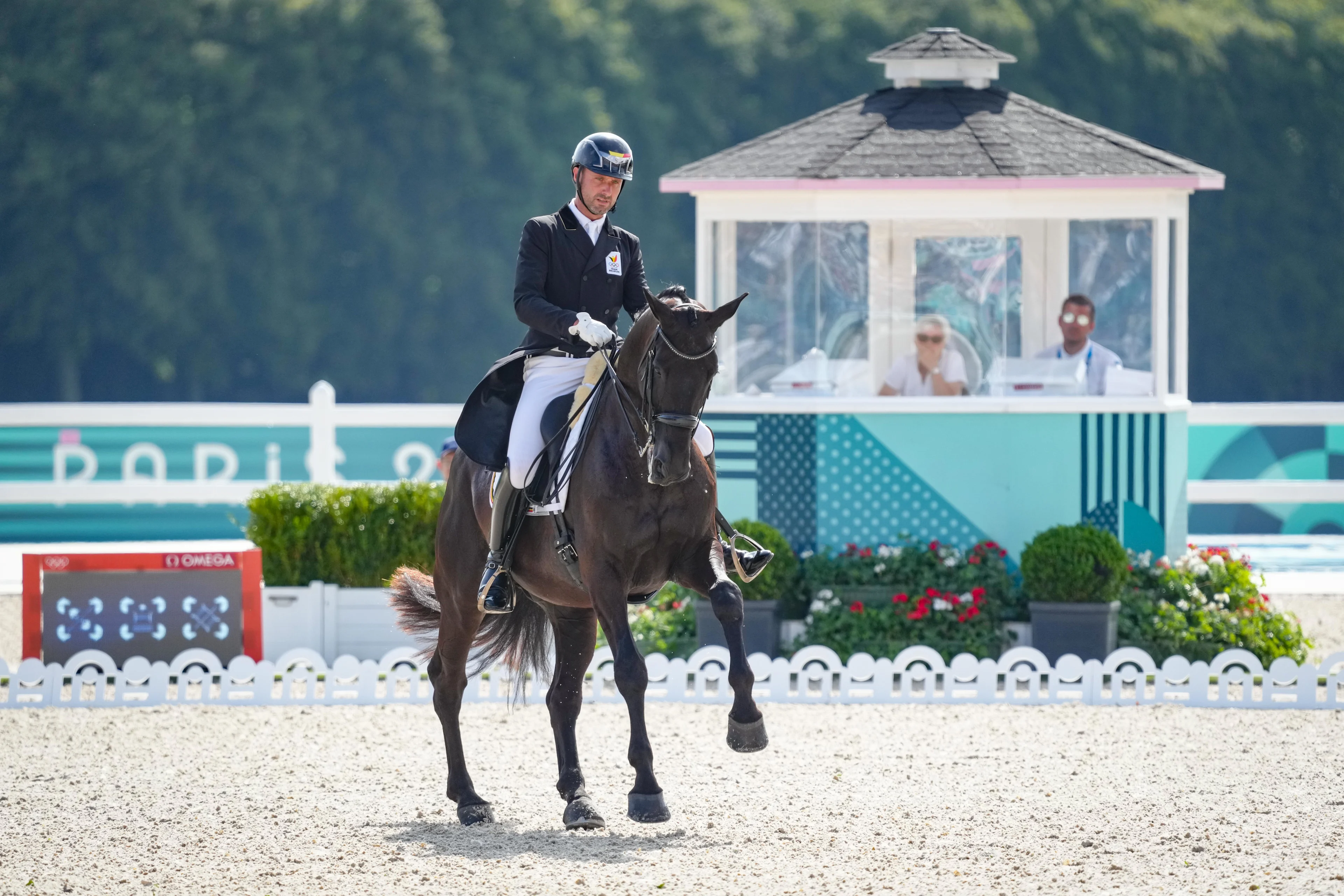 Domien MICHIELS riding INTERMEZZO VAN HET MEERDAALHOF during the Paris Olympic Games 2024 - Day 8 at Chateau de Versailles on August 3, 2024 in Versailles, France. (Photo by Pierre Costabadie/Icon Sport)