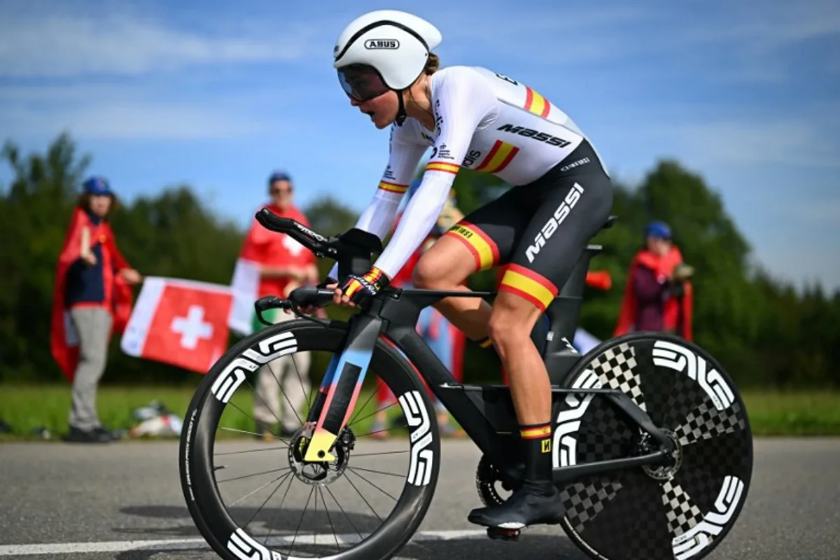 Spain's Paula Blasi Cairol competes in the women's Elite Individual Time Trial cycling event, 29,9km from Gossau to Zurich, during the UCI 2024 Road World Championships, near Meilen, on September 22, 2024. Fabrice COFFRINI / AFP