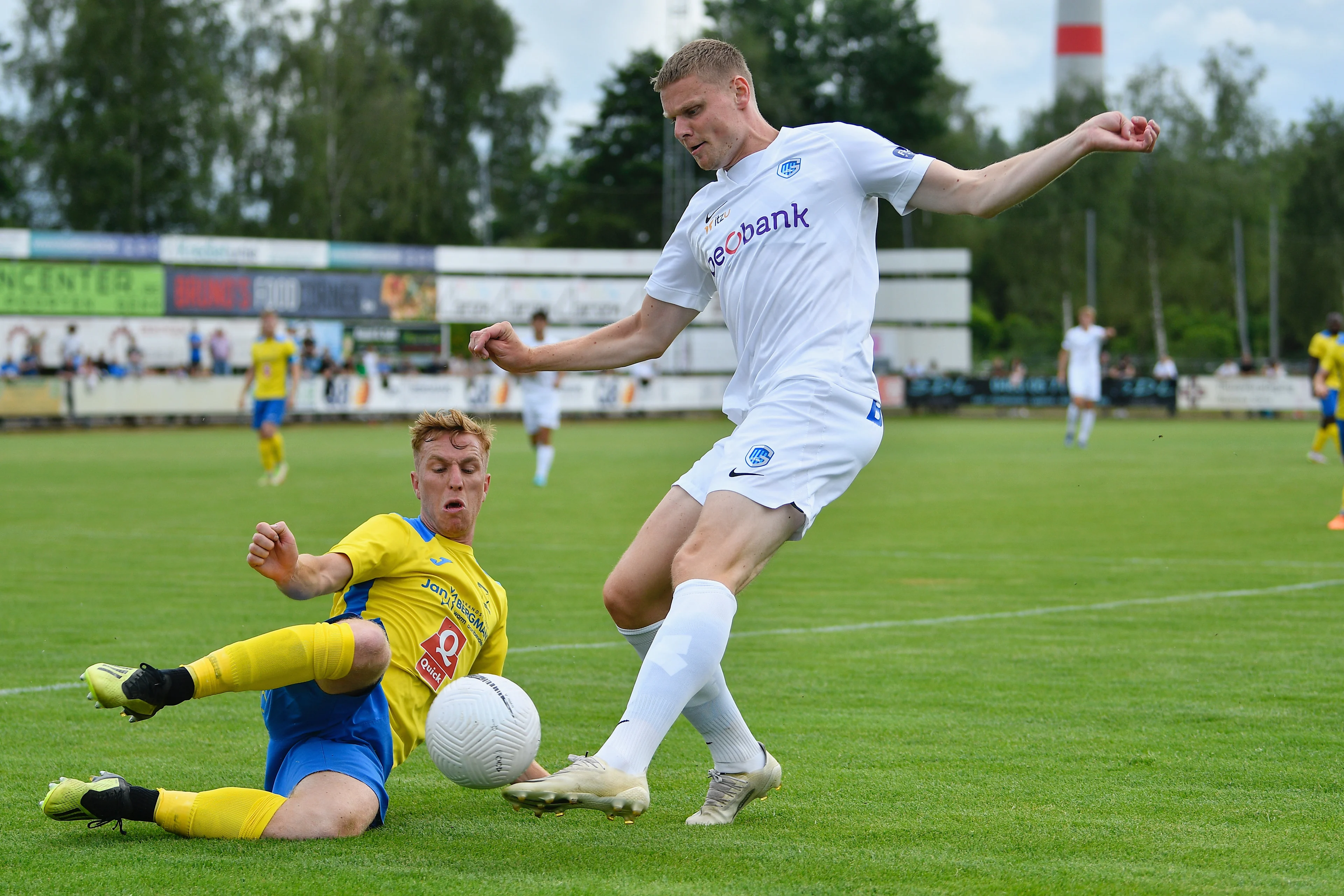 Genk's Simen Juklerod fights for the ball a friendly soccer match between Belgian Jupiler Pro League team KRC Genk and 3rd division team Eendracht Termien, in Genk, Saturday 25 June 2022. BELGA PHOTO JOHAN EYCKENS