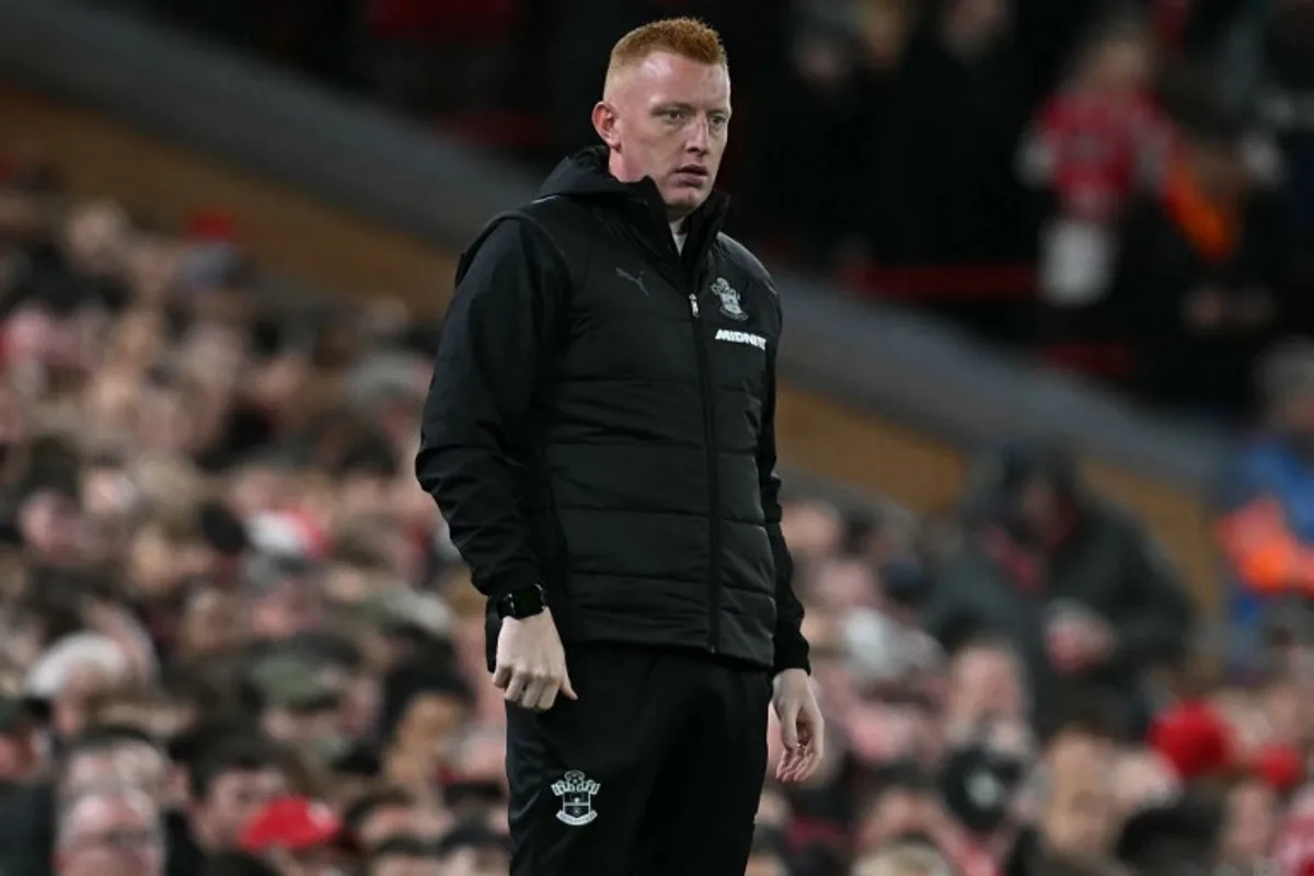 Southampton's English head coach Will Still looks on during the English League Cup third round football match between Liverpool and Southampton at Anfield in Liverpool, north west England on September 23, 2025. Paul ELLIS / AFP