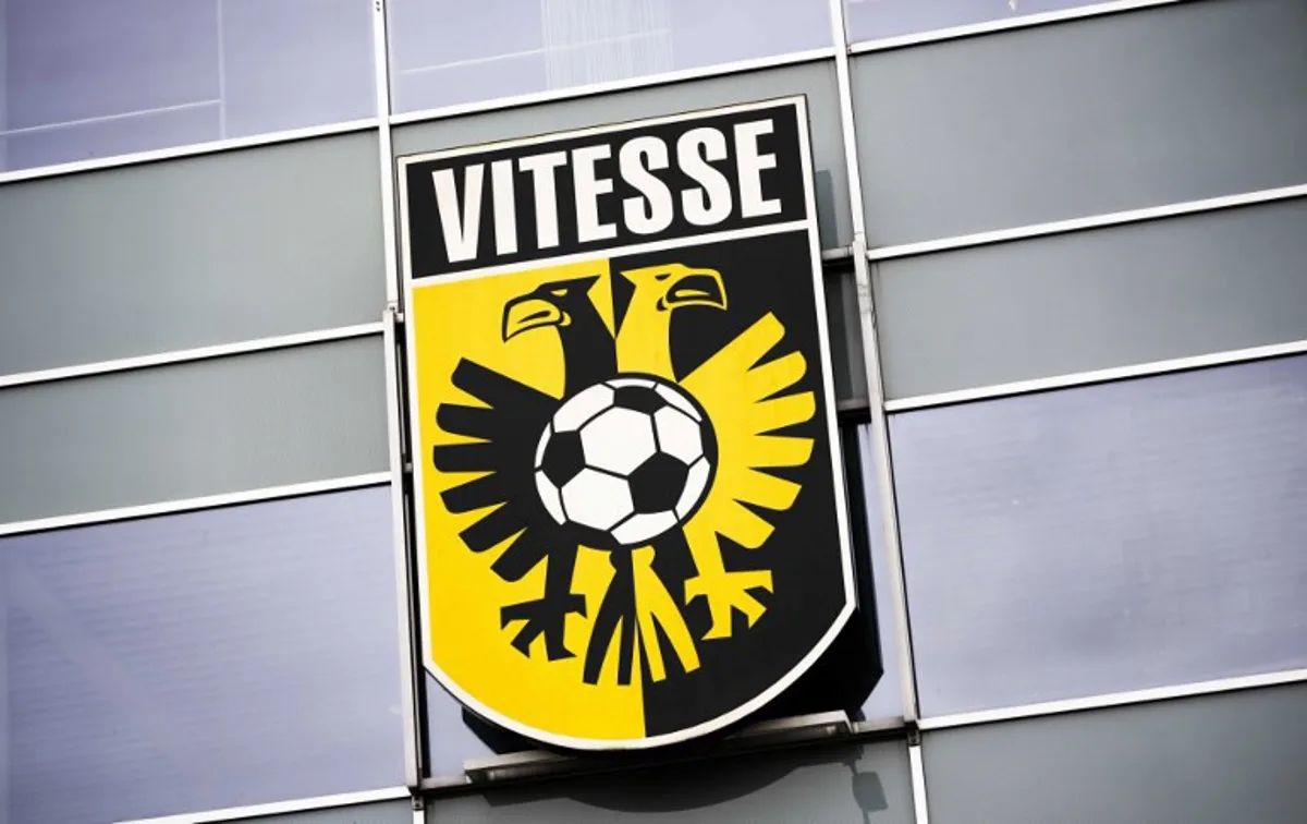 This photograph shows the logo of Dutch football club Vitesse Arnhem, in Arnhem on October 30, 2024. STRINGER / ANP / AFP