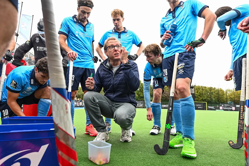 Braxgata's head coach Philippe Goldberg pictured during a hockey game between Braxgata and Leopold, Sunday 18 October 2026 in Boom, on day 6 of the Belgian first division hockey championship. BELGA PHOTO EMILE WINDAL