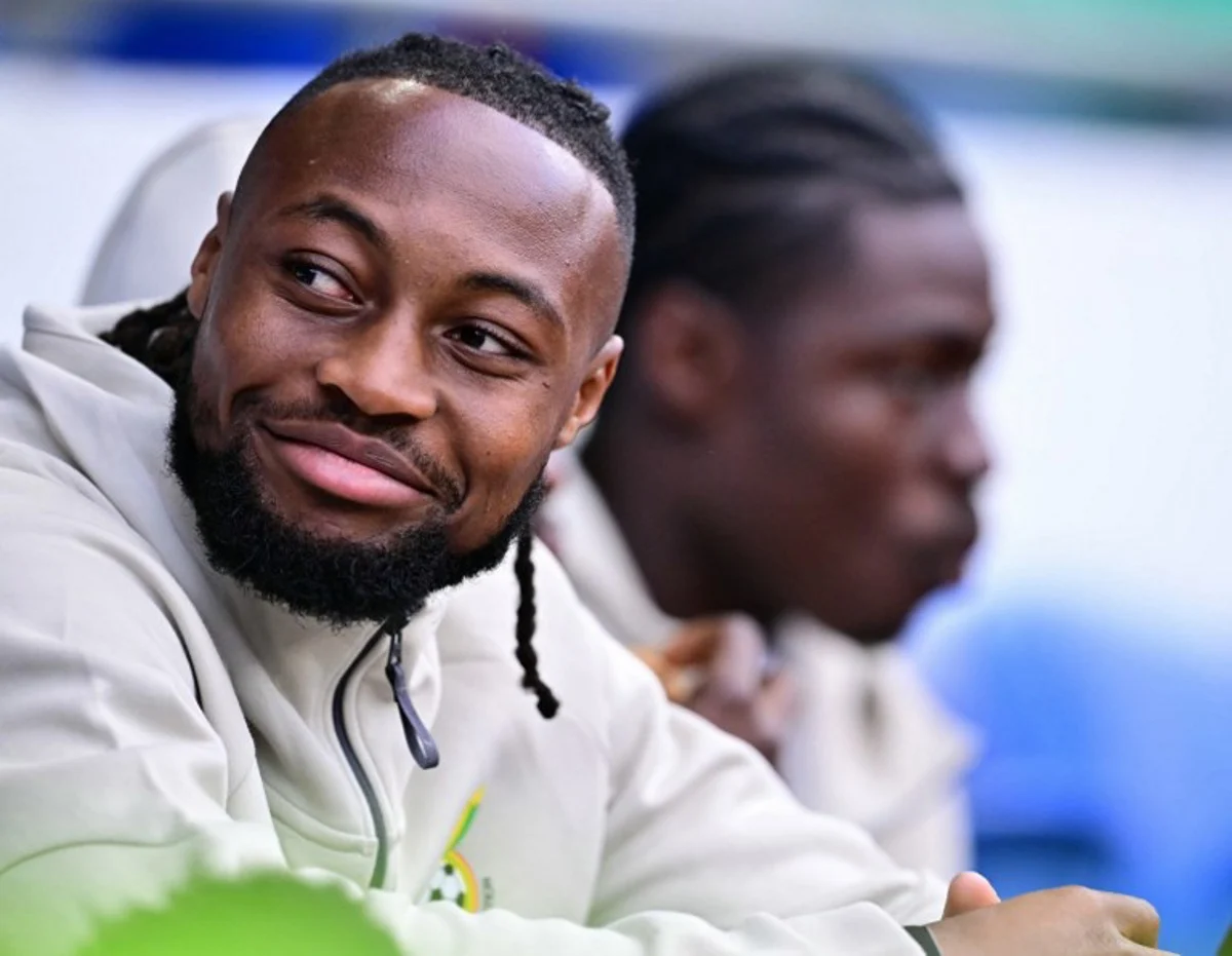 Ghana's forward #11 Antoine Semenyo reacts ahead of the international friendly football match between Wales and Ghana ahead of the 2026 FIFA World Cup football tournament, at Cardiff City Stadium, in Cardiff, on June 2, 2026. Ben STANSALL / AFP