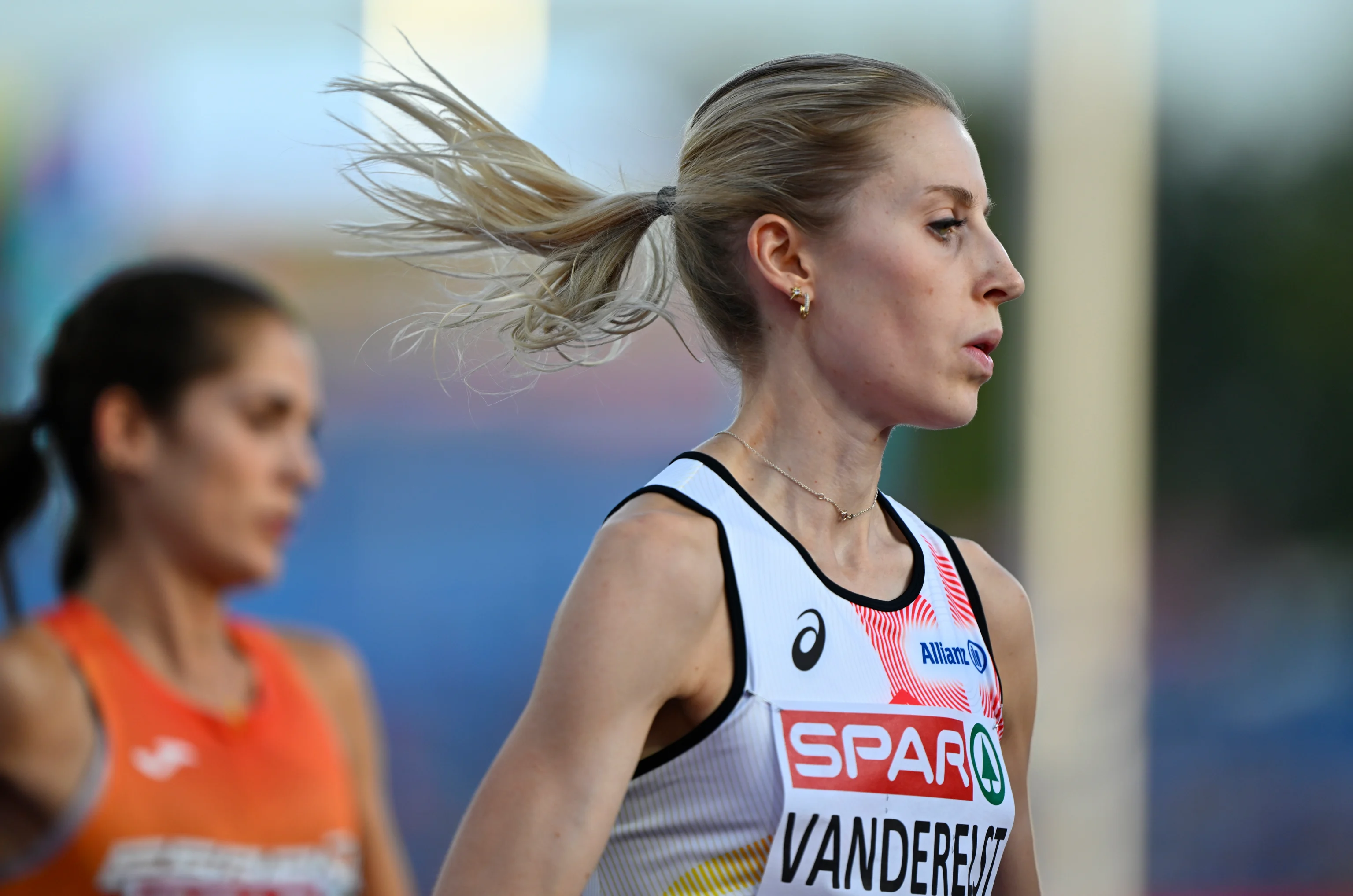 Belgium's Elise Vanderelst is pictured in action during the women's 5.000m event on the second day of the European Athletics Championships (August 10-18) in Birmingham, United Kingdom, on Tuesday 11 August 2026. BELGA PHOTO ERIC LALMAND