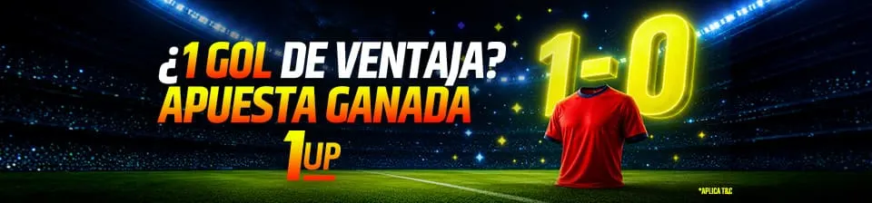 Gana tu apuesta si tu equipo obtiene 1 gol de ventaja.