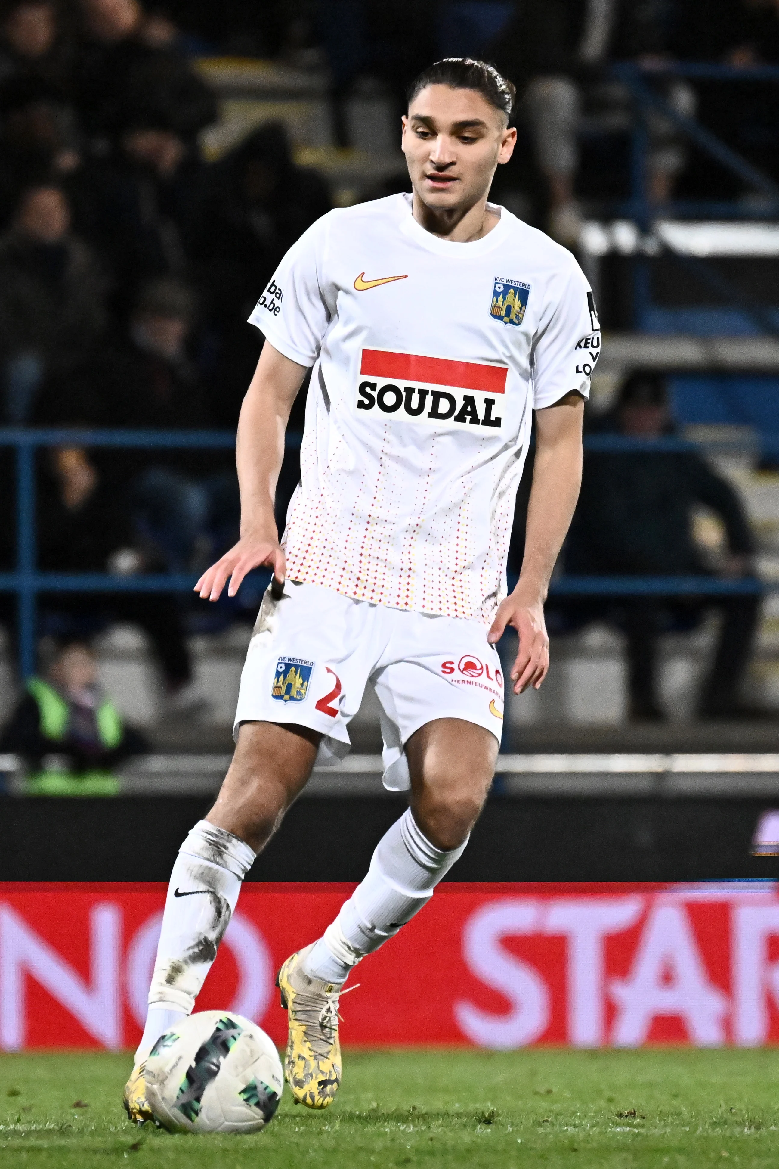 Westerlo's Emir Ortakaya pictured in action during a soccer match between FCV Dender EH and KVC Westerlo, Sunday 08 December 2024 in Denderleeuw, on day 17 of the 2024-2025 season of the 'Jupiler Pro League' first division of the Belgian championship. BELGA PHOTO MAARTEN STRAETEMANS