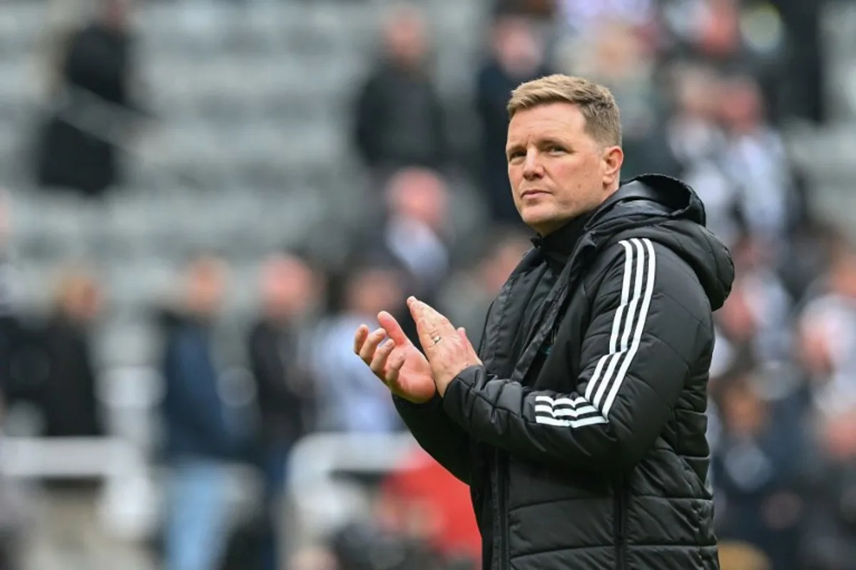 (FILES) Newcastle United's English head coach Eddie Howe applauds the fans at the end of the English Premier League football match between Newcastle United and Sunderland at St James' Park in Newcastle-upon-Tyne, north-east England on March 22, 2026. Eddie Howe is leaving his role as Newcastle manager after five years at St James' Park, British media reported on July 30, 2026. ANDY BUCHANAN / AFP