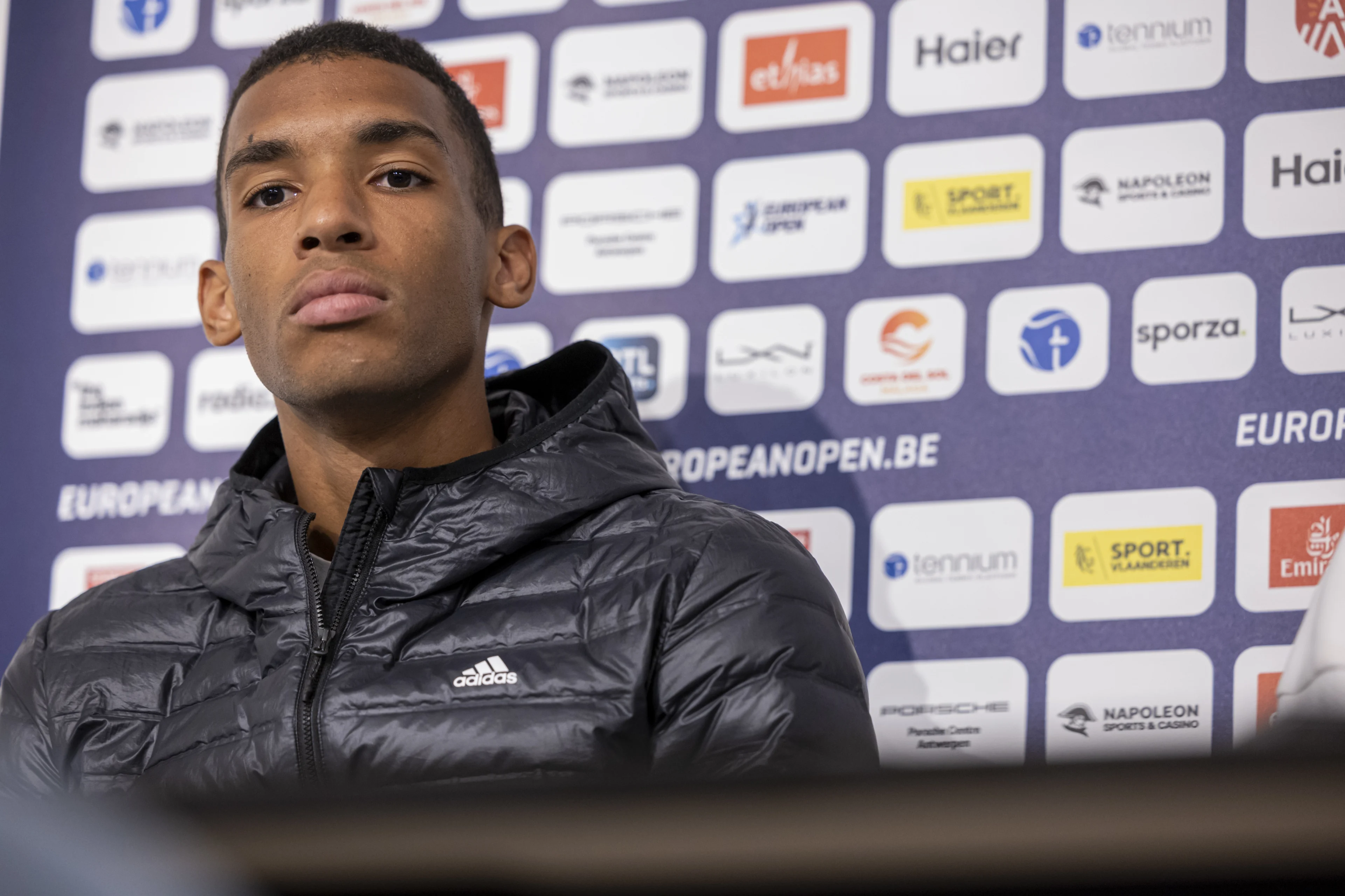 Canadian Felix Auger-Aliassime pictured during the media day of the ATP European Open Tennis tournament in Antwerp, Monday 14 October 2024. BELGA PHOTO DAVID PINTENS