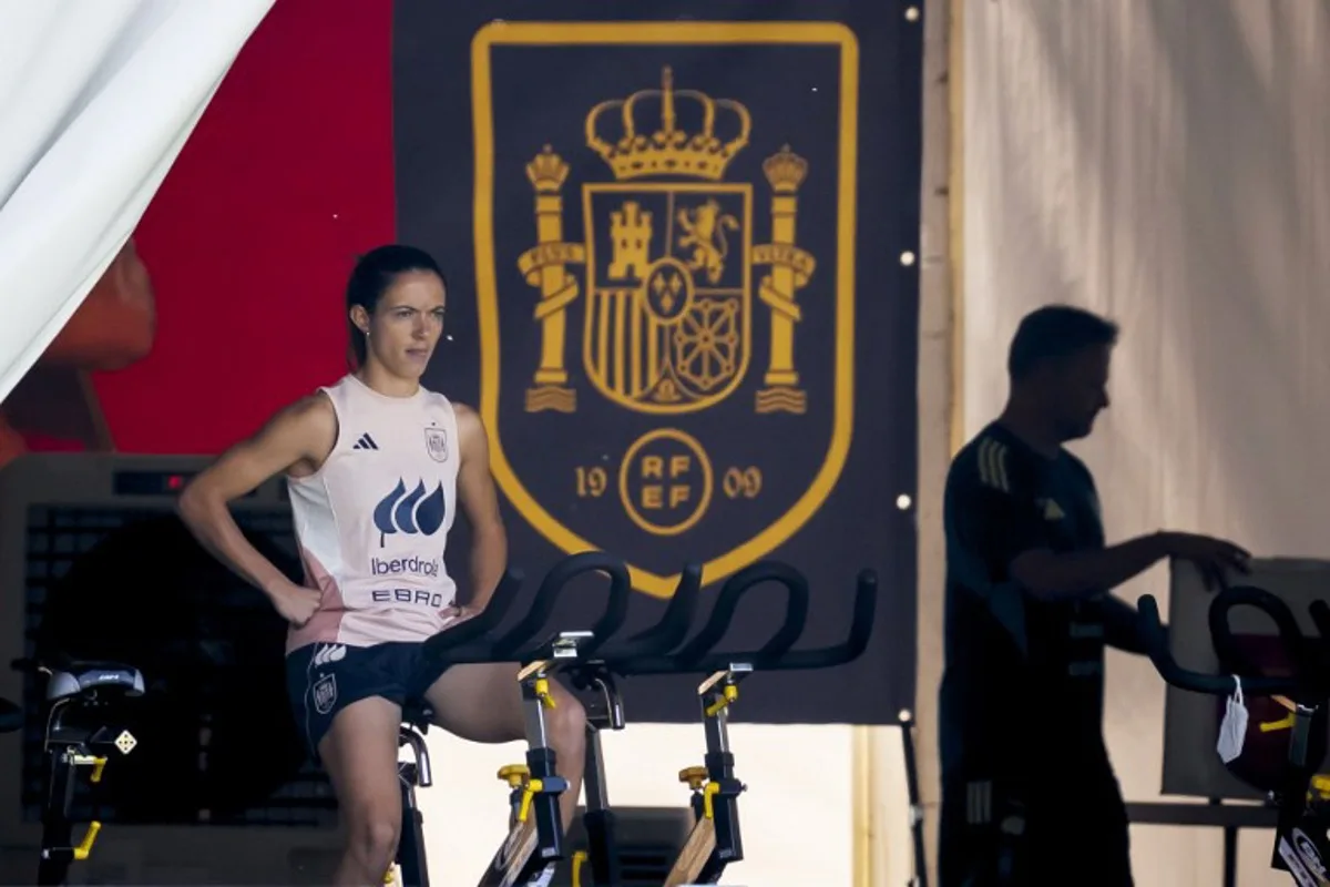 Spain's midfielder #06 Aitana Bonmati trains in a tent ahead of the UEFA Women's Euro 2025 football tournament, at Juan-Antonio Samaranch Stadium, in Lausanne, on July 1, 2025 Spain's two-time Ballon d'Or winner Aitana Bonmati has joined up with their Euro 2025 squad in Switzerland after having treatment for viral meningitis, the Spanish Football Federation (RFEF) announced on Monday. Fabrice COFFRINI / AFP