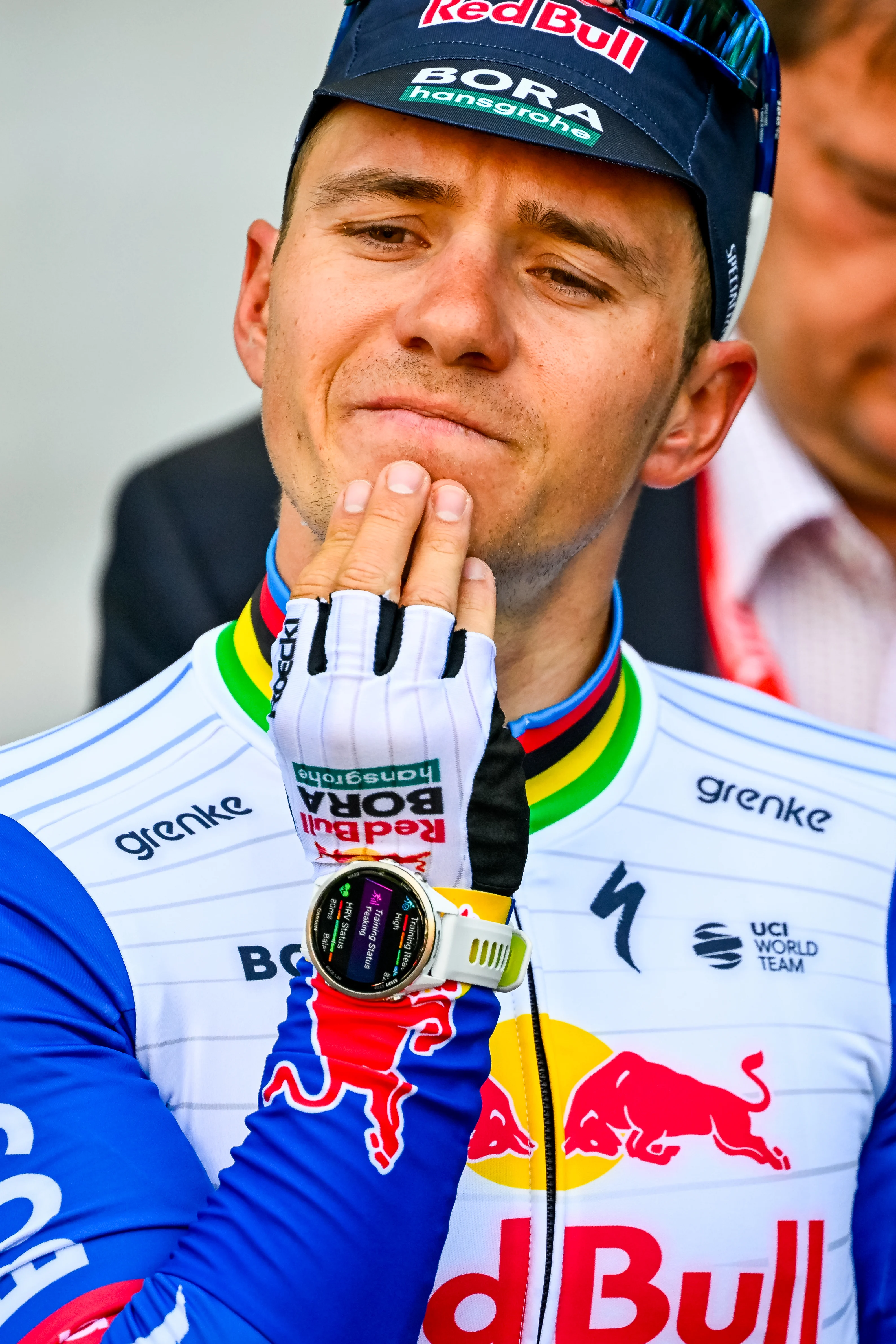 Belgian Remco Evenepoel of Red Bull-BORA-hansgrohe pictured after the men elite race of the Liege-Bastogne-Liege UCI World Tour one day cycling race, 259,5km from Liege, over Bastogne to Liege, Sunday 26 April 2026. BELGA PHOTO MAARTEN STRAETEMANS