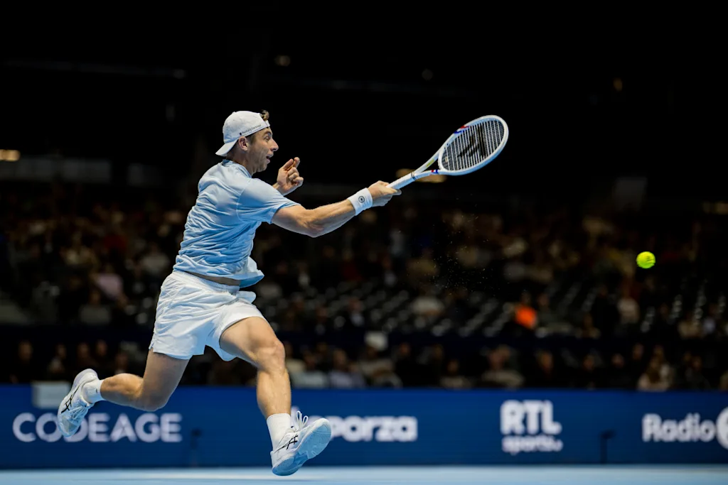 Tallon Griekspoor of the Netherlands pictured in action during the European Open ATP tennis tournament in Brussels, on Friday 23 October 2026. This year's edition of the tournament is taking place from 17 to 25 October BELGA PHOTO JASPER JACOBS