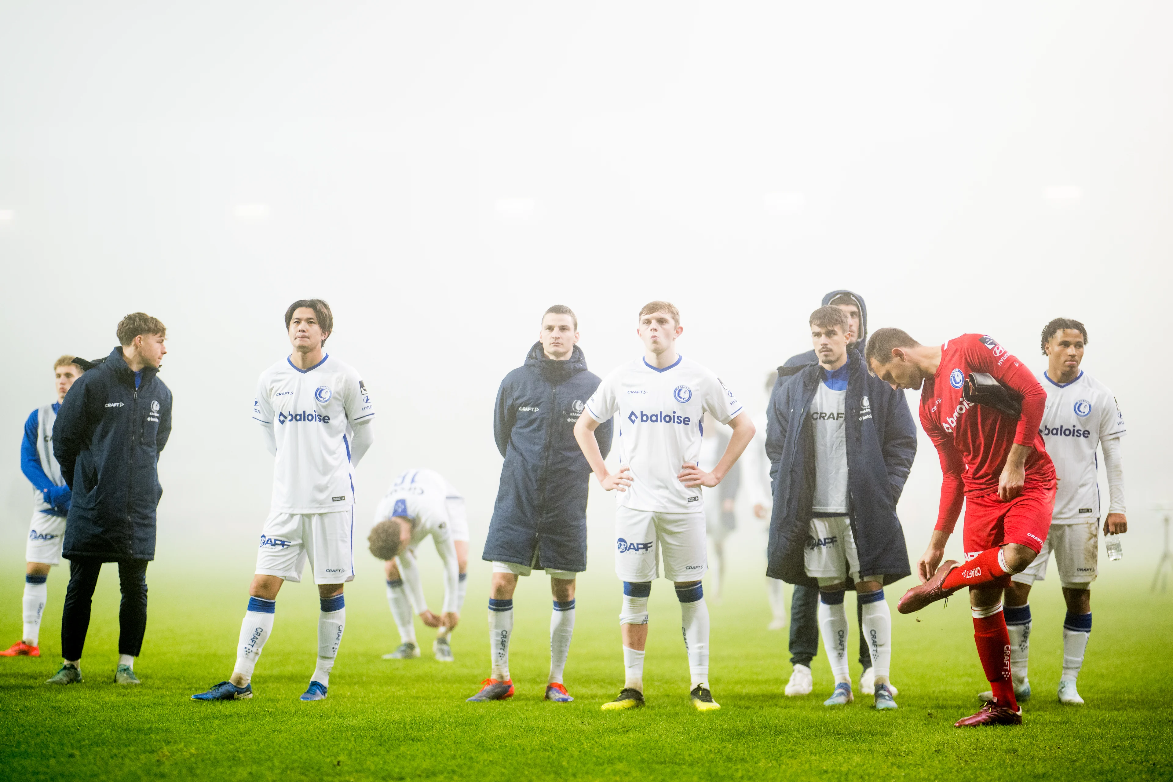 Gent's players pictured after a soccer match between Beerschot VA and Kaa Gent, Sunday 03 November 2024 in Antwerp, on day 13 of the 2024-2025 season of the 'Jupiler Pro League' first division of the Belgian championship. BELGA PHOTO JASPER JACOBS