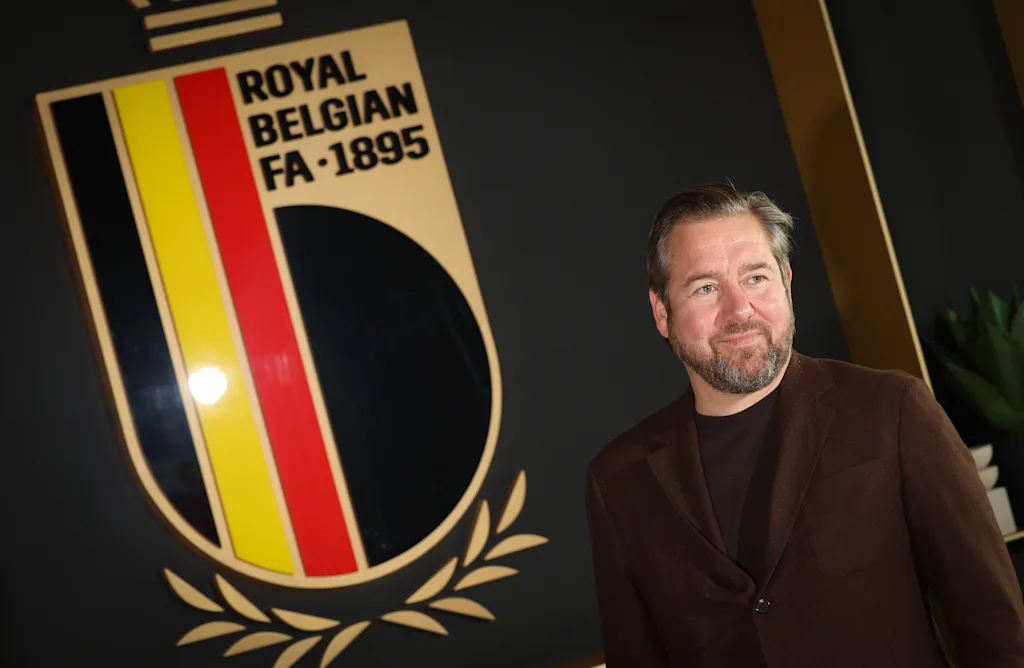 Belgium soccer union CEO director Vincent Mannaert poses for the photographer after a press conference of RBFA-KBVB at the national training center in Tubize, on Thursday 8 October 2026.  BELGA PHOTO VIRGINIE LEFOUR