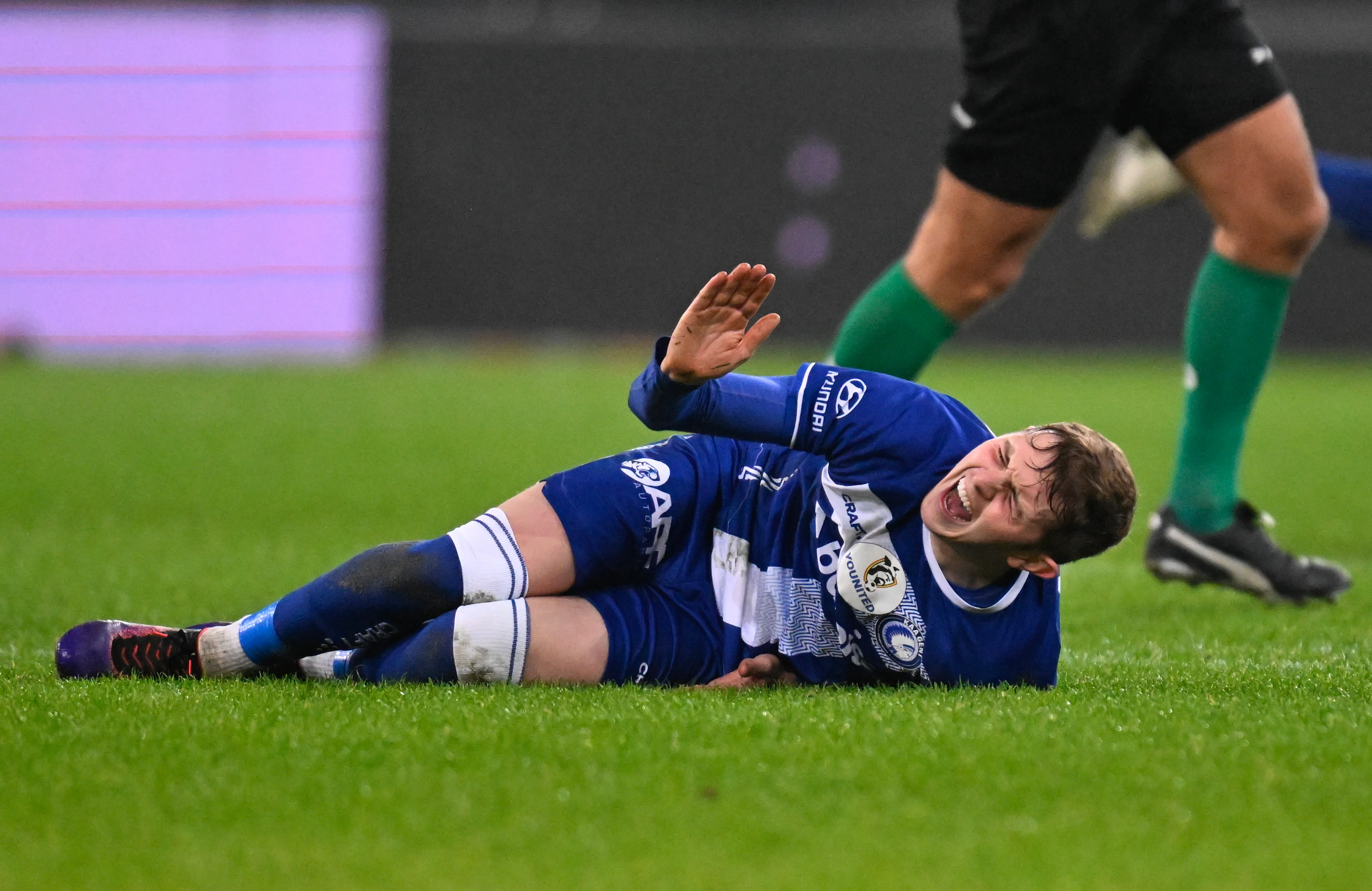 Gent's Max Dean reacts during a soccer game between KAA Gent and Royale Union SG, Thursday 26 December 2024 in Gent, on day 20 of the 2024-2025 season of the "Jupiler Pro League" first division of the Belgian champiosnhip. The competition was re-baptised 'Younited Pro League' for the games of matchweek 20, to shine a light on the Younited Belgium charity. BELGA PHOTO JOHN THYS