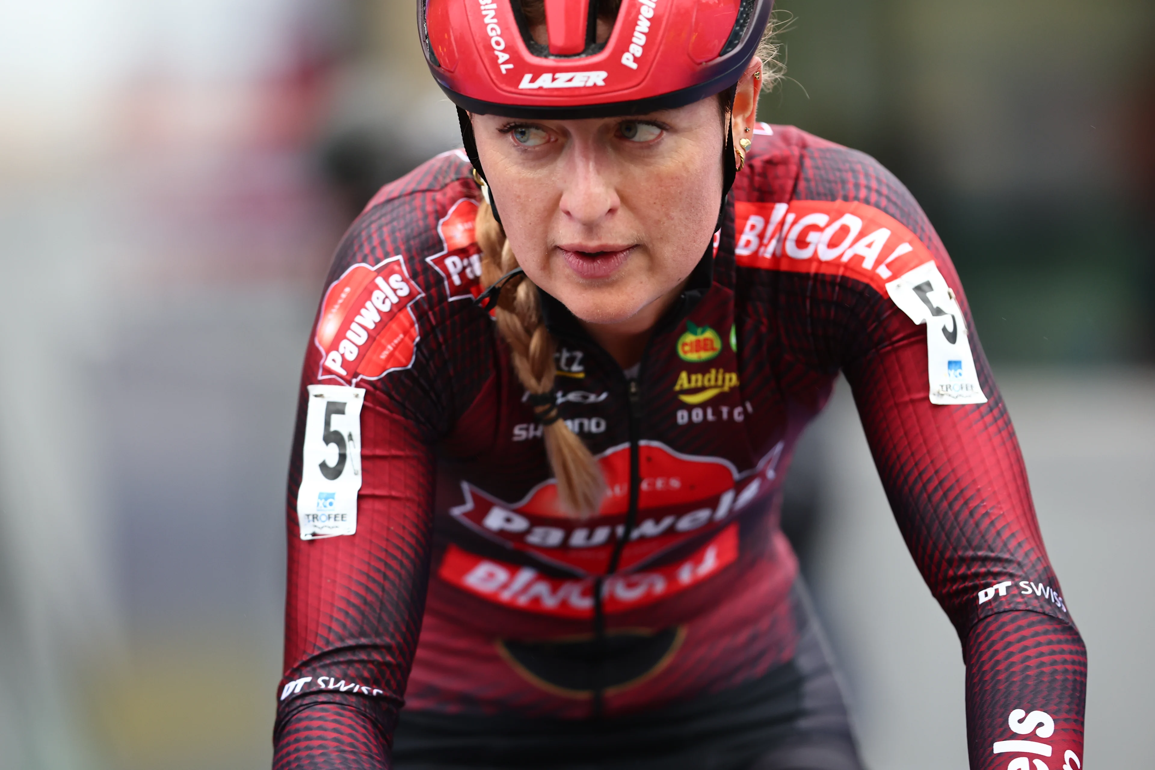 Dutch Denise Betsema pictured in action during the women elite race of the Koppenbergcross, the first race (out of eight) of the X2O Badkamers trophy cyclocross competition, in Melden, Oudenaarde, on Friday 01 November 2024. BELGA PHOTO DAVID PINTENS