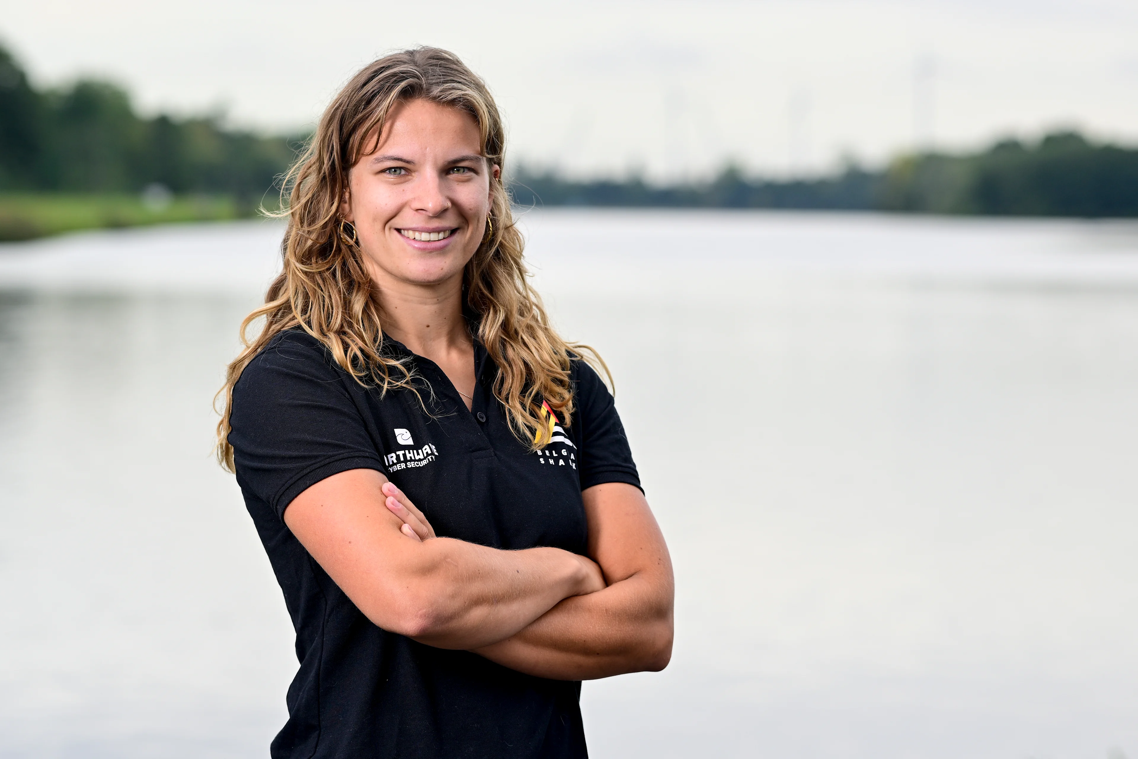 Belgian athlete Mazarine Guilbert poses during a photoshoot organized by the 'Vlaamse Roeiliga' Flemish rowing federation, Tuesday 09 September 2025 in Willebroek, to present the athletes and new coaching staff that will take part to the World Championships in Shanghai (September 21-28). BELGA PHOTO DIRK WAEM