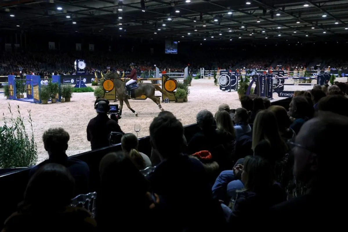 General view during the FEI World Cup Jumping event at the Parc des Expositions in Bordeaux, south-western France, on February 8, 2025.   ROMAIN PERROCHEAU / AFP