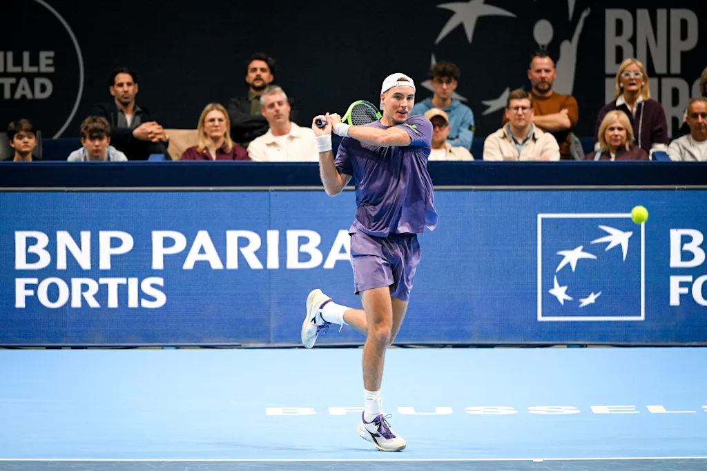 German Jan-Lennard Struff pictured in action during the semi final of the European Open ATP tennis tournament in Brussels, on Saturday 24 October 2026. This year's edition of the tournament is taking place from 17 to 25 October BELGA PHOTO ELIAS ROM