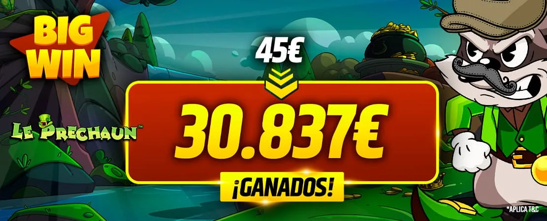 De 45 € a 30.837 € ¡BIG WIN en Le Prechaun!