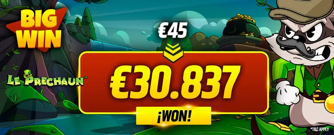 From €45 to €30,837 ¡BIG WIN at Le Prechaun!