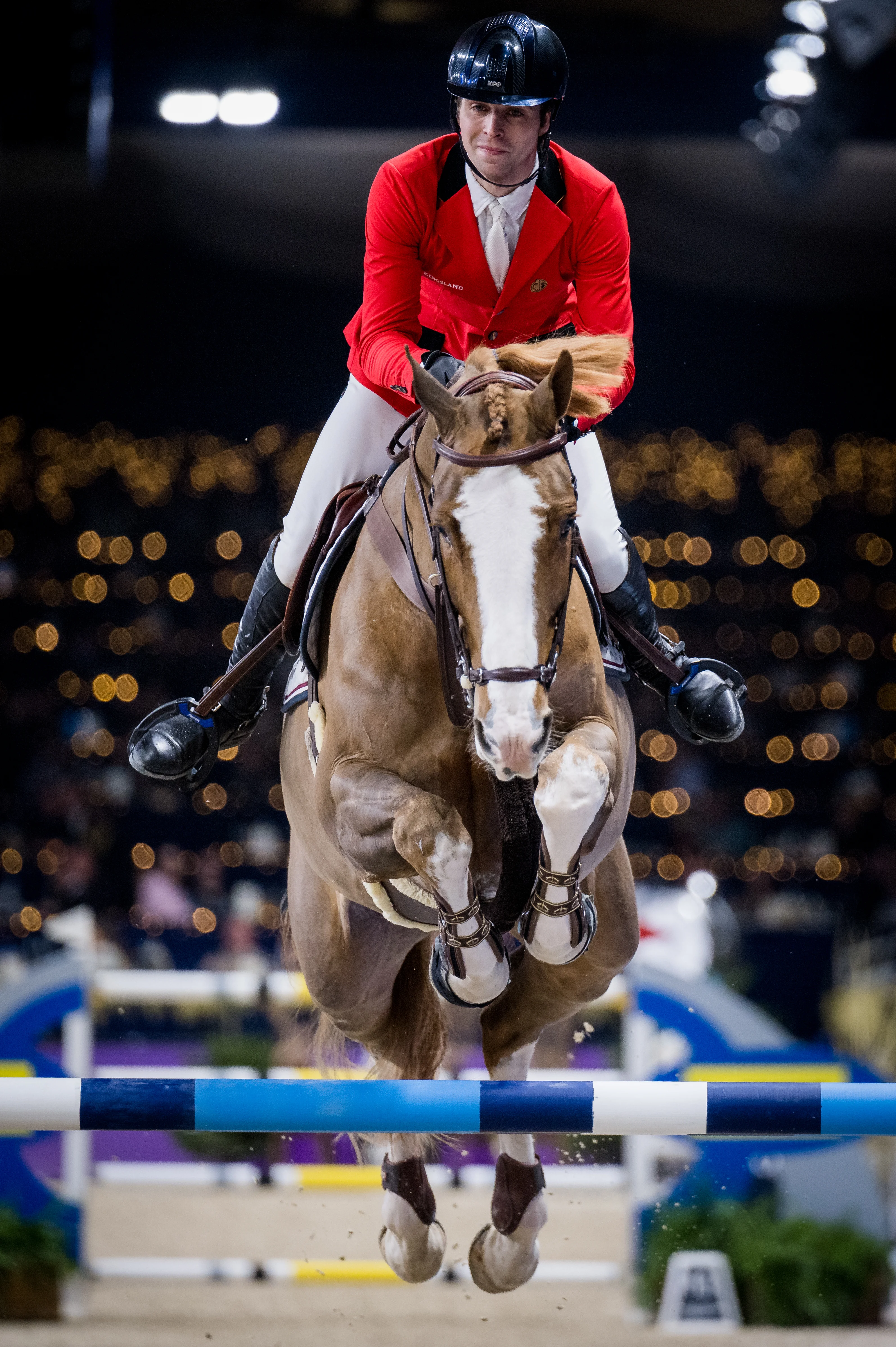 Belgian Jordy van Massenhove with Gaga E D'Augustijn pictured in action during the FEI World Cup Jumping competition at the 'Vlaanderens Kerstjumping - Memorial Eric Wauters' equestrian event in Mechelen on Friday 30 December 2022. BELGA PHOTO JASPER JACOBS