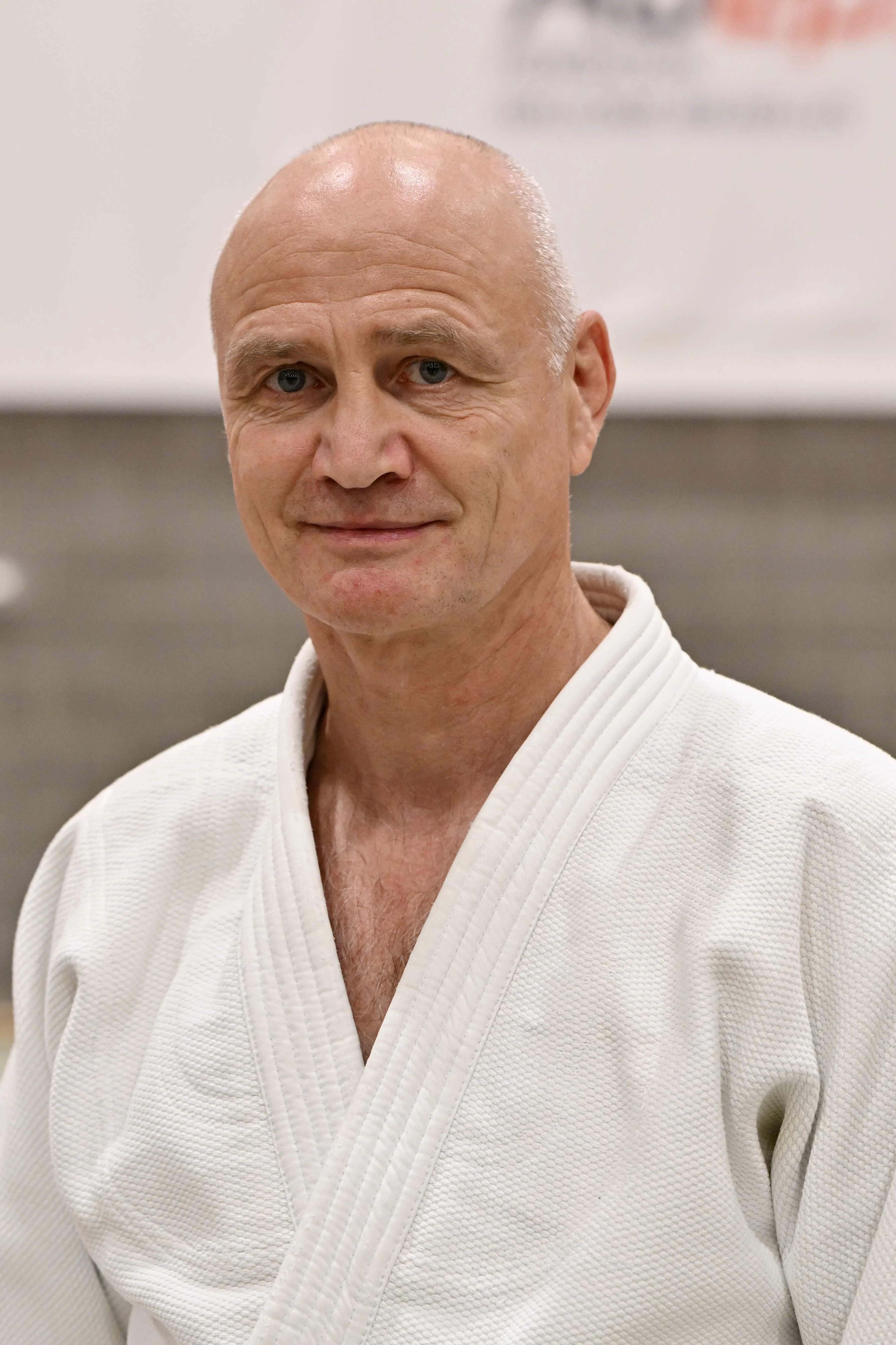 German judo trainer Udo Quellmalz poses for the photographer during a training session of the judokas of Team Belgium, Wednesday 25 October 2023 in Gerpinnes, in preparation of the upcoming European Championships. The euros are taking place from 5 to 9 November in Montpellier, France. BELGA PHOTO ERIC LALMAND